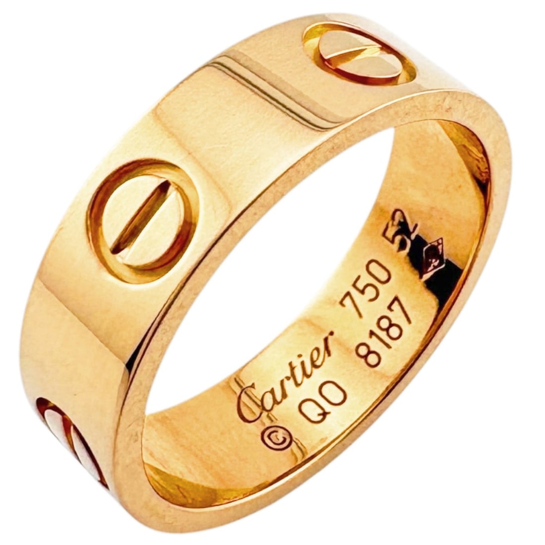 Cartier Love Ring, 1, 18K Pink Gold, Women's CARTIER: --- Catalog ---Category: PackNumber in Pack: 1Category: SizeWidth: 5.5mm / 0.22''Weight: 5.5g / 0.19oz.JP Size: 12US Size: 6.5Category: DesignType: Band ringColor: Pink goldGender: WomenHandmade: YesM