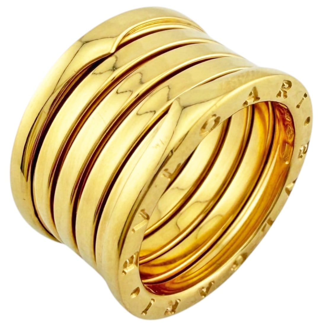 Bulgari B.zero1 5-band ring, 1, 18K yellow gold, women's BVLGARI: --- Catalog ---Category: PackNumber in Pack: 1Category: SizeWidth: 13mm / 0.51''Weight: 14.2g / 0.5oz.JP Size: 12.5US Size: 6.5Category: DesignType: Band ringColor: GoldGender: WomenHandmade: YesMater