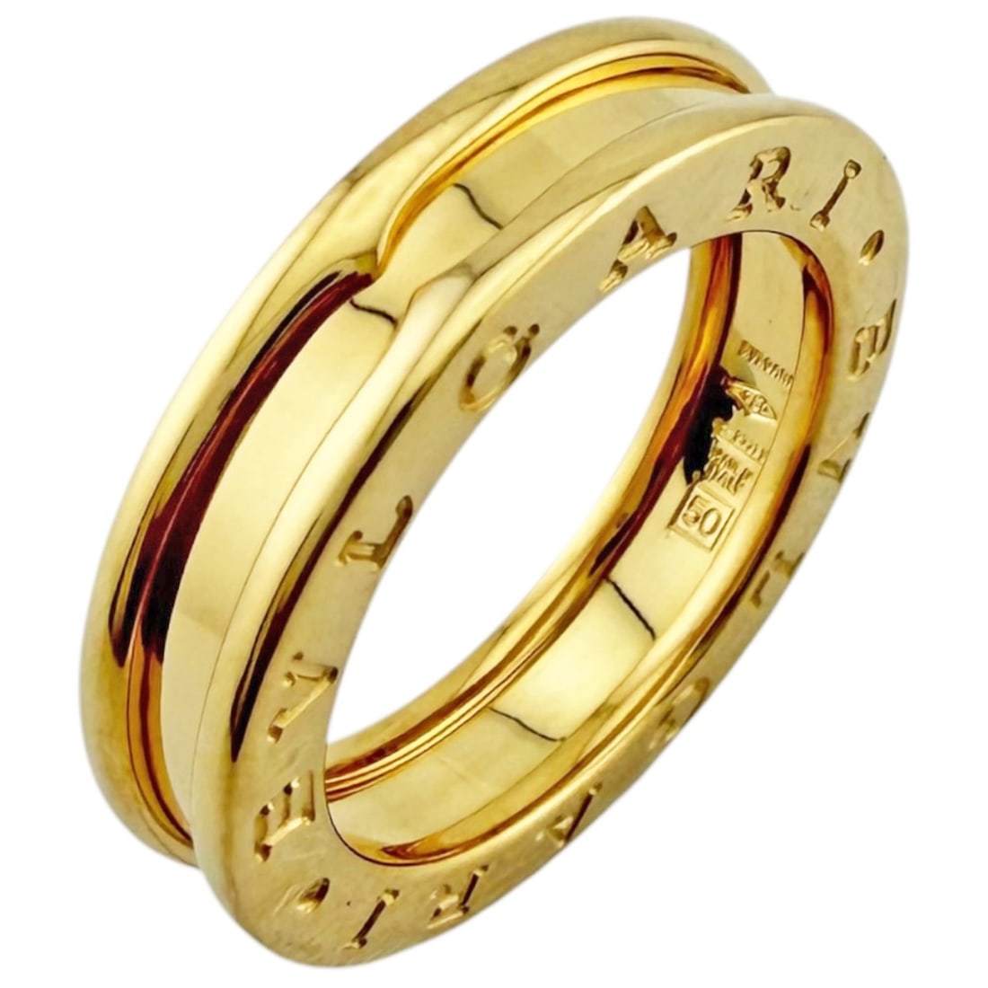 Bvlgari Bulgari B.zero1 1-band ring, 18K yellow gold, women's ring.: --- Catalog ---Category: PackNumber in Pack: 1Category: SizeWidth: 5mm / 0.2''Weight: 6.6g / 0.23oz.JP Size: 10US Size: 5.5Category: DesignType: Band ringColor: GoldGender: WomenHandmade: YesMaterial: