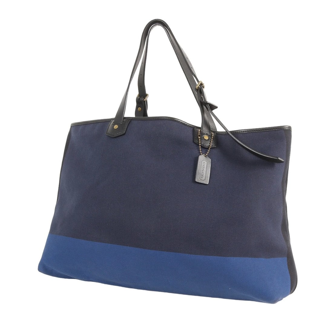 COACH Bleecker Colorblock Canvas Holdall Tote Bag (Blue & Navy Two-Tone Canvas) - Men's: --- Catalog ---Category: SizeSize (HxWxD): 33cm x 54cm x 17.5cm / 12.99'' x 21.25'' x 6.88''Category: DesignType: Tote bagColor: Blue, NavyGender: MenMaterial: Canvas , Leather Category: GeneralBrand: