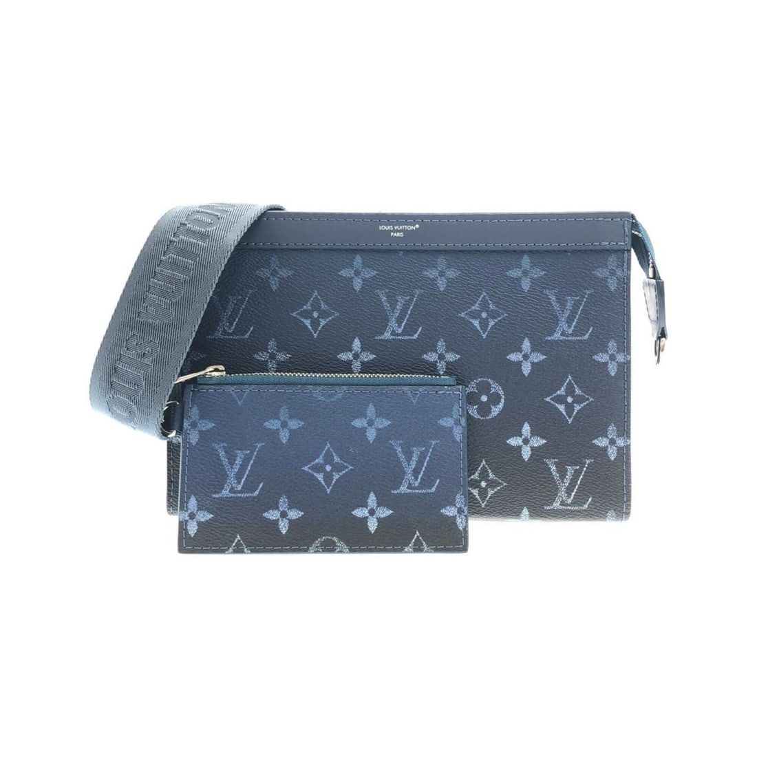 Louis Vuitton Monogram Gradient Gaston Wearable Wallet M11544 Shoulder Bag: --- Catalog ---Category: SizeWeight: 350g / 12.34oz.Size (HxWxD): 14.5cm x 22cm x 4cm / 5.7'' x 8.66'' x 1.57''Strap Length: 123cm / 48.42''Category: DesignType: Shoulder bagColor: Blue, MarineMateria