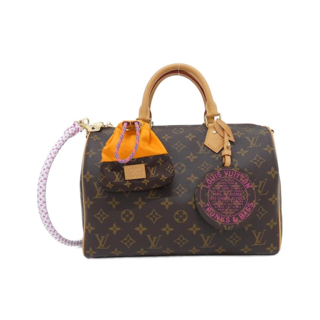 Louis Vuitton Monogram (Paris à Véro) Speedy Soft 30cm M27512 Boston Bag: --- Catalog ---Category: SizeSize (HxWxD): 21cm x 31cm x 17cm / 8.26'' x 12.2'' x 6.69''Category: DesignType: Boston bag, PouchColor: Marron, OrangeGender: Men,WomenMaterial: Coated canvas Hardware Co