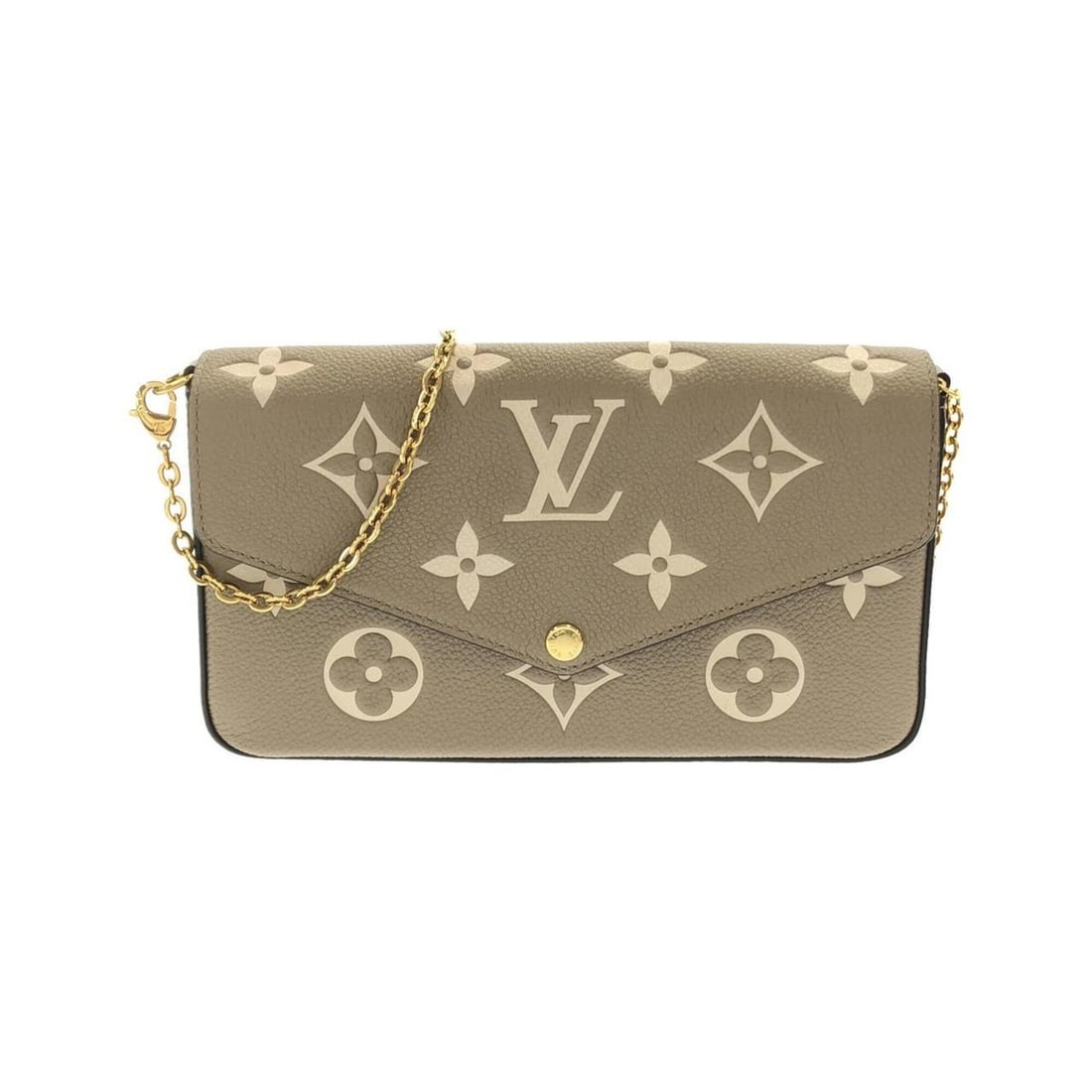 Louis Vuitton Bicolor Monogram Empreinte Pochette Felicie M69977 Shoulder Bag: --- Catalog ---Category: SizeSize (HxWxD): 12cm x 21.5cm x 3cm / 4.72'' x 8.46'' x 1.18''Category: DesignType: Pochette, Pouch, Shoulder bagColor: Cream, TourterelleGender: WomenMaterial: Leather Hard