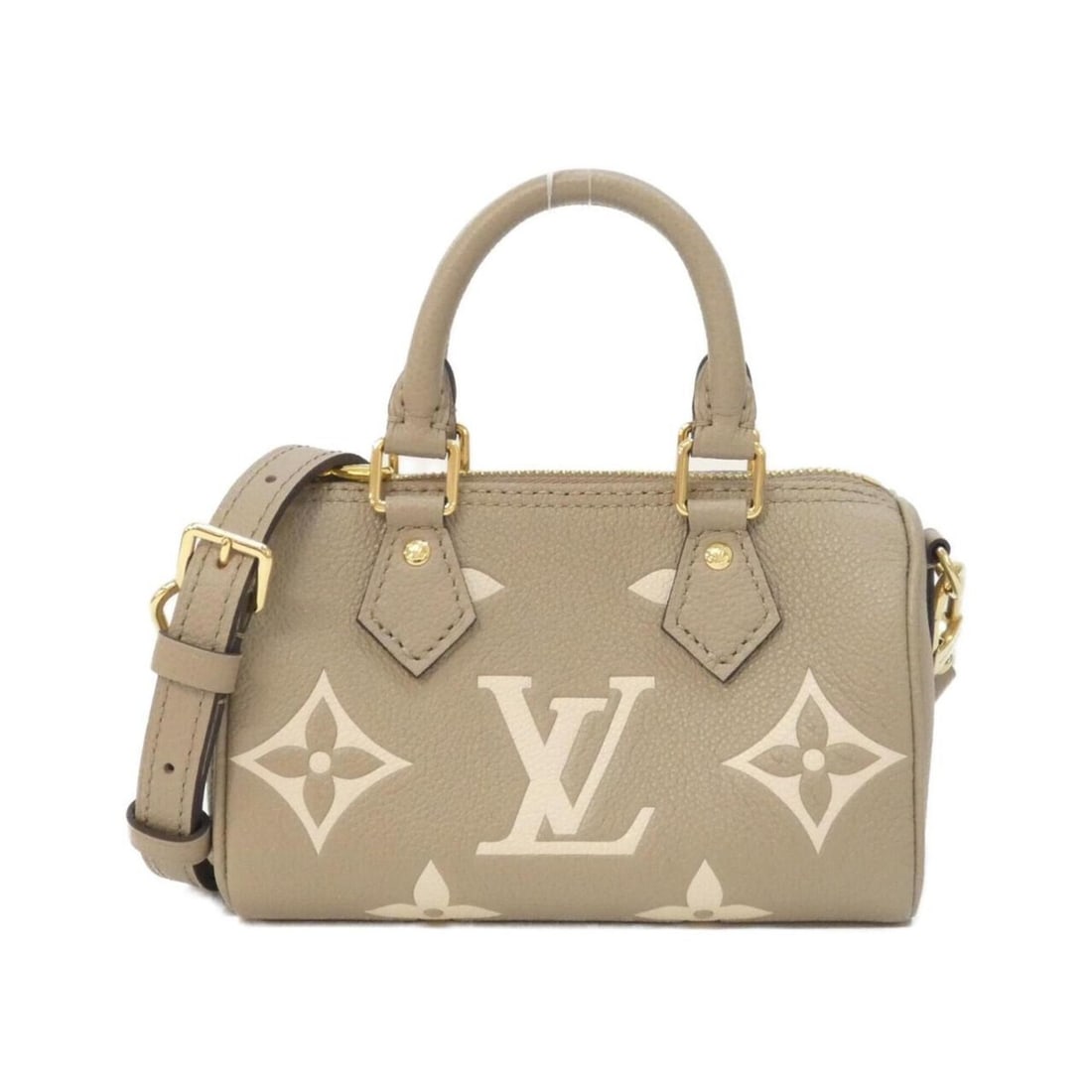Louis Vuitton Bicolor Monogram Empreinte Nano Speedy M82890 Boston Bag: --- Catalog ---Category: SizeSize (HxWxD): 10cm x 16cm x 7cm / 3.93'' x 6.29'' x 2.75''Category: DesignType: Boston bagColor: Cream, TourterelleGender: Women,MenMaterial: Leather Hardware Color: GoldL