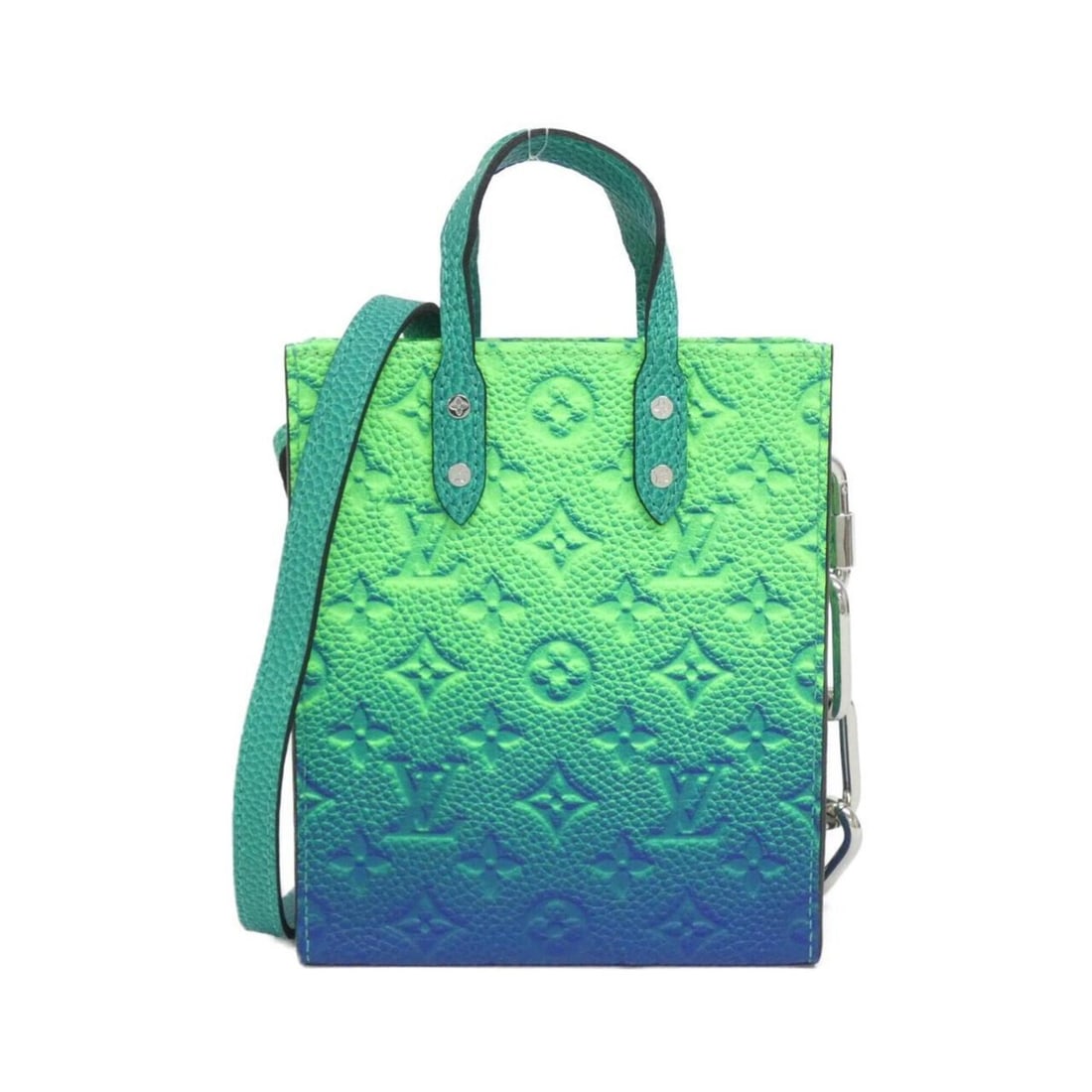 Louis Vuitton Taurillon Illusion Sac Plat XS M81221 Handbag: --- Catalog ---Category: SizeSize (HxWxD): 20cm x 16cm x 6cm / 7.87'' x 6.29'' x 2.36''Category: DesignType: HandbagColor: Blue, VertGender: Men,WomenMaterial: Leather Hardware Color: SilverLeather/Fu