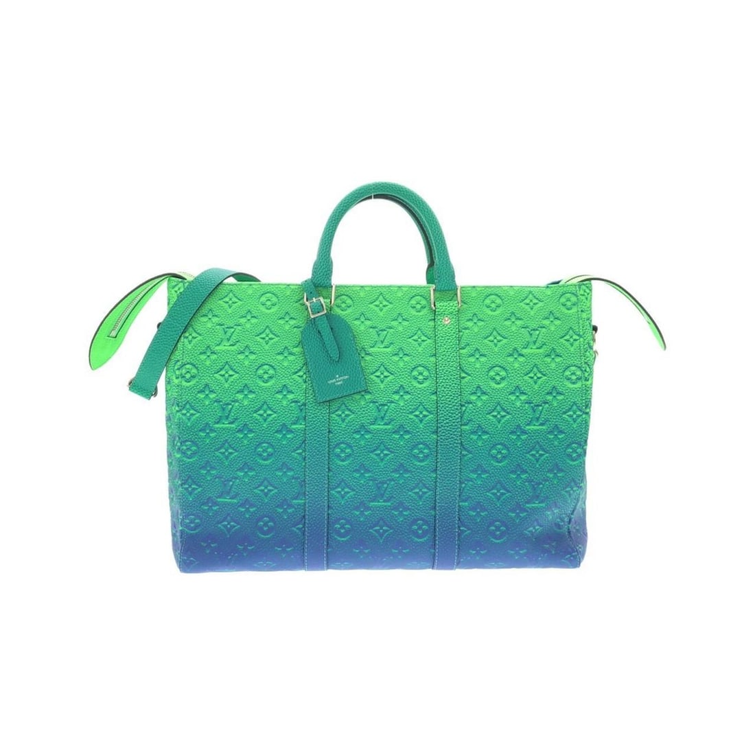 Louis Vuitton Taurillon Illusion Keepall Tote M59688 Handbag: --- Catalog ---Category: SizeSize (HxWxD): 34cm x 42cm x 15.5cm / 13.38'' x 16.53'' x 6.1''Category: DesignType: HandbagColor: Blue, VertGender: Men,WomenMaterial: Leather Hardware Color: SilverLeathe