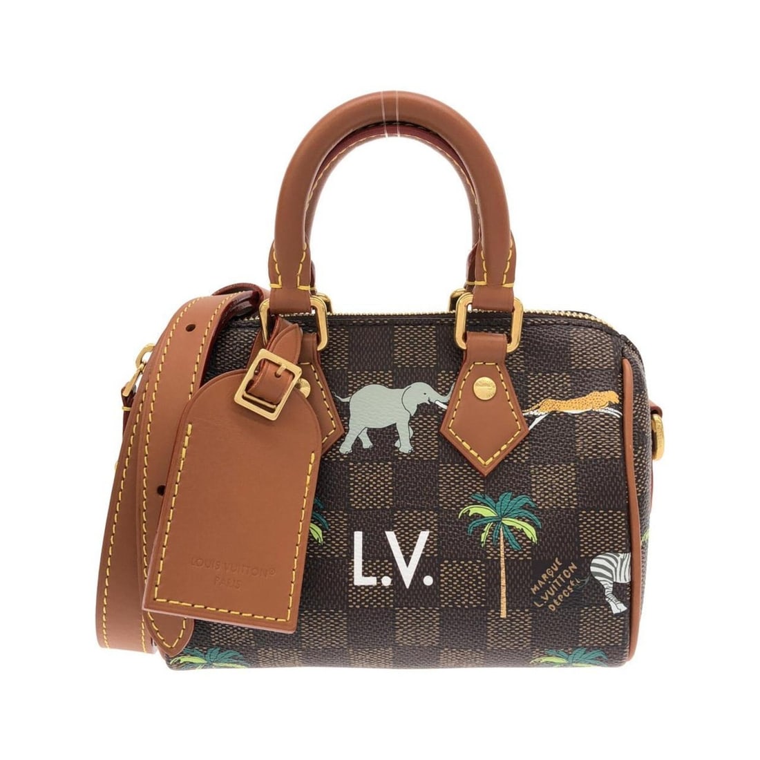 Louis Vuitton Damier (LV x The Darjeeling Limited) Speedy Bandoulière 20cm N40868 Boston Bag: --- Catalog ---Category: SizeSize (HxWxD): 13cm x 9.5cm / 5.11'' x 3.74''Category: DesignType: Boston bagColor: BrownGender: Men,WomenMaterial: Coated canvas Hardware Color: Matte goldCategory: Genera