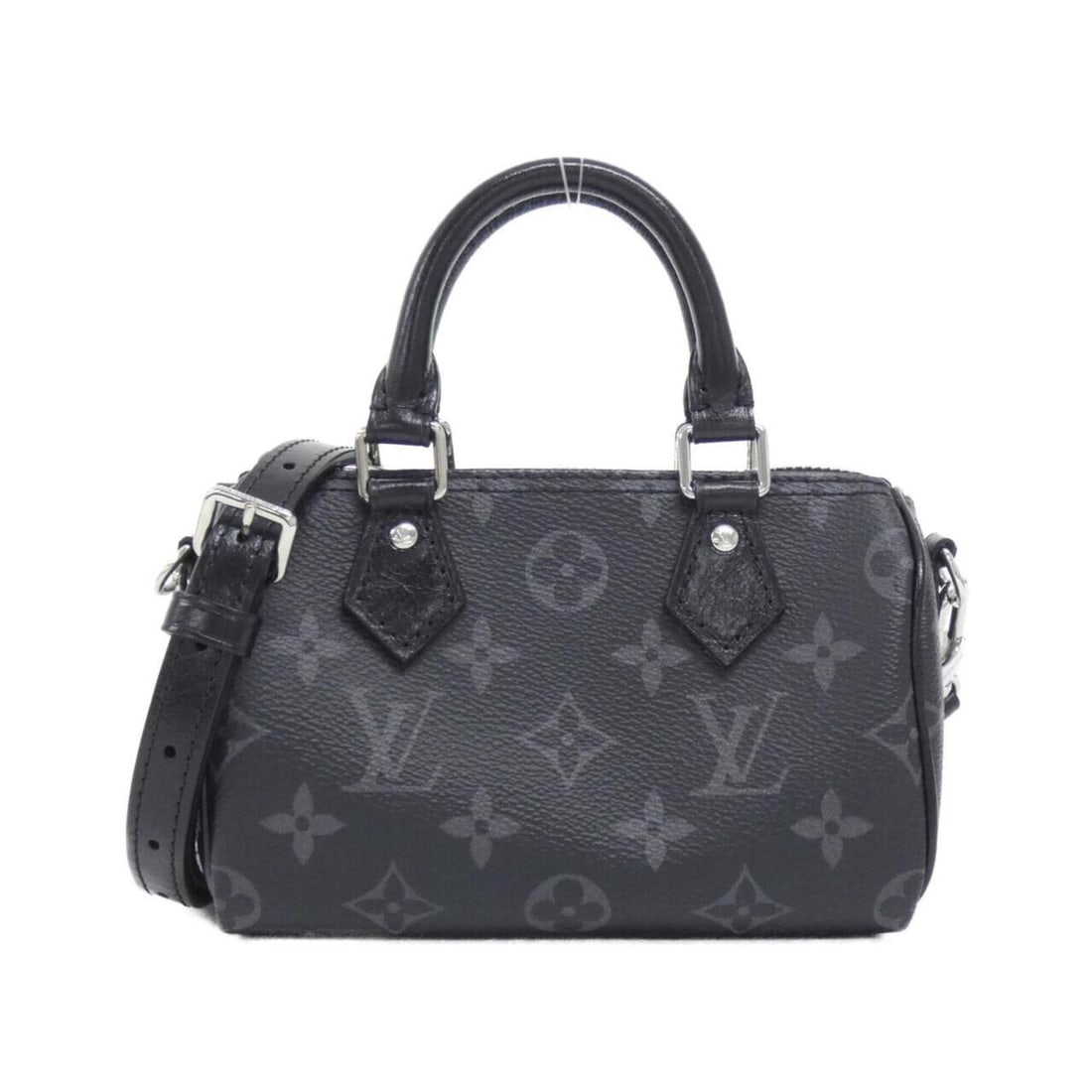 Louis Vuitton Monogram Eclipse Nano Speedy M26573 Handbag: --- Catalog ---Category: SizeWeight: 210g / 7.4oz.Size (HxWxD): 10cm x 16cm x 7cm / 3.93'' x 6.29'' x 2.75''Strap Length: 96.5cm - 111.5cm / 37.99'' - 43.89''Handle Length: 18cm / 7.08''Category: