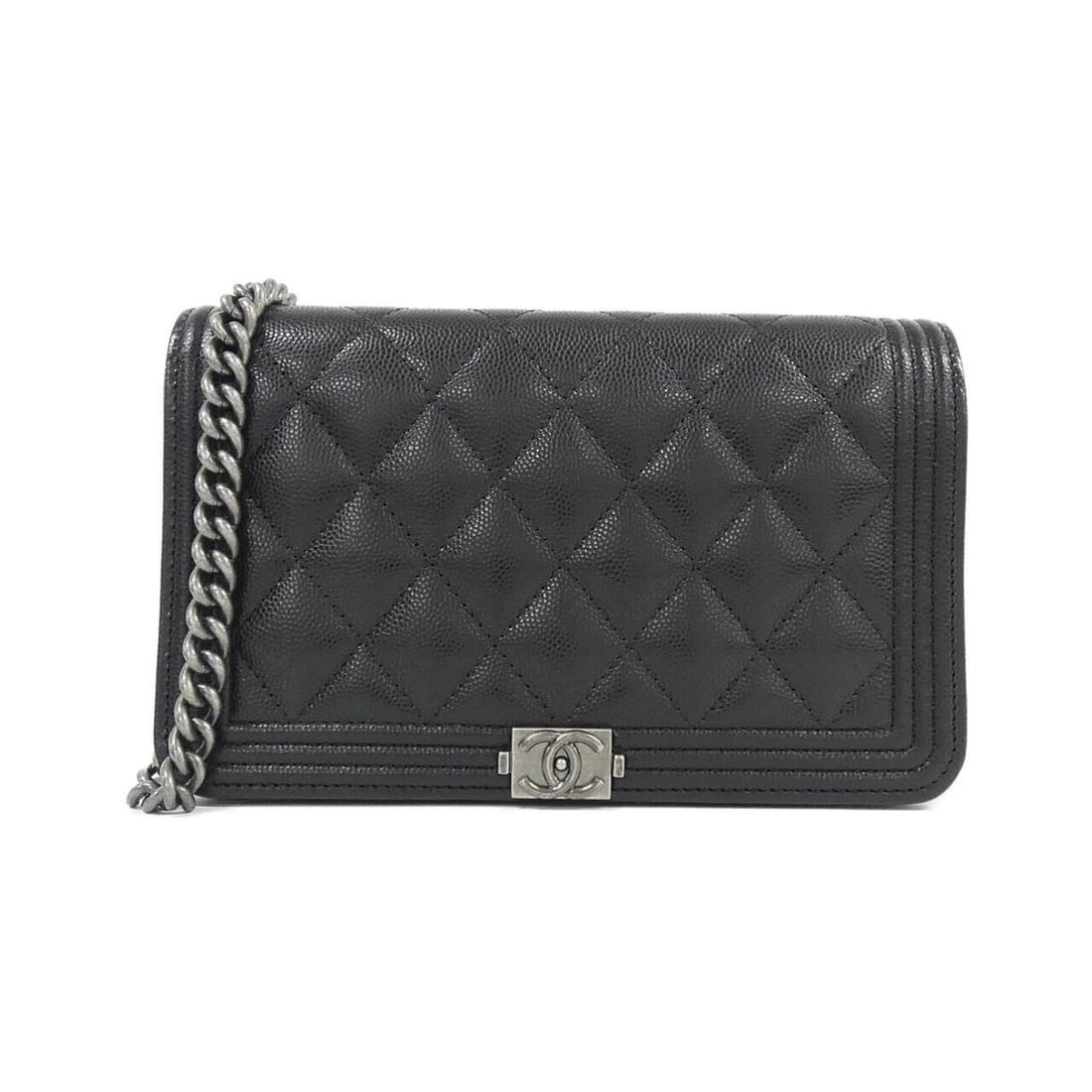 Chanel Boy line AP1117 wallet chain: --- Catalog ---Category: SizeSize (HxWxD): 13cm x 19cm x 4cm / 5.11'' x 7.48'' x 1.57''Category: DesignType: Chain/Shoulder walletColor: BlackGender: WomenMaterial: Grained Calfskin Category: GeneralB