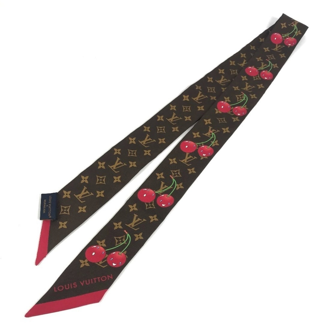 LOUIS VUITTON M96085 LV x TM Monogram Cherry Bandeau BB Takashi Murakami Scarf Muffler Silk Men's (1 of 11)
