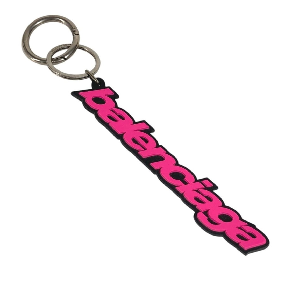 BALENCIAGA logo accessory bag charm keychain rubber men's women's pink: --- Catalog ---Category: DesignType: KeyringColor: Black, PinkGender: Men,WomenMaterial: RubberCategory: GeneralBrand: BalenciagaCountry of Origin: Italy--- Item List ---Section: ConditionRanking: Ran