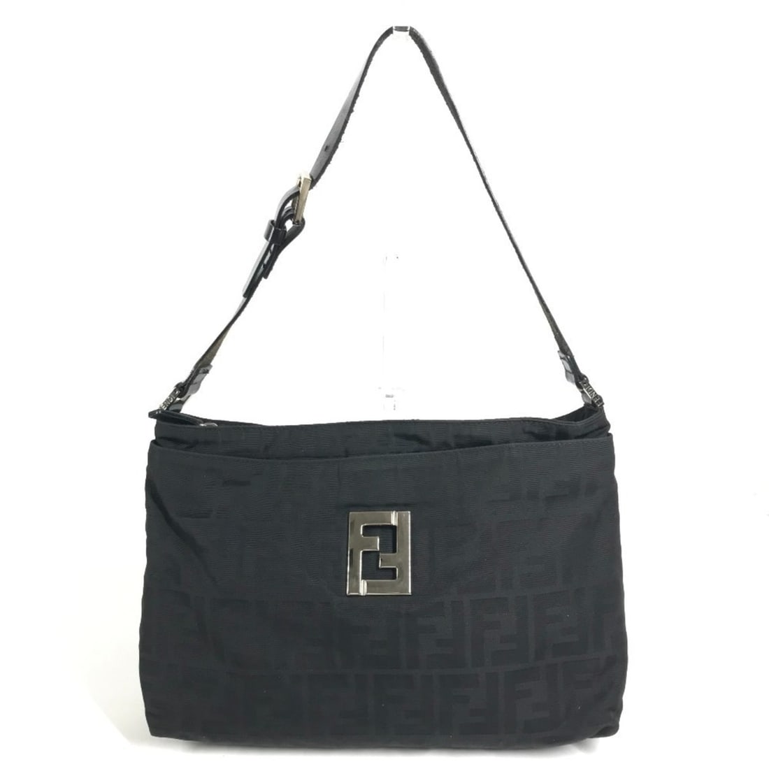 FENDI Zucca Logo Shoulder Bag, Leather & Nylon, Women's, Black: --- Catalog ---Category: SizeSize (HxWxD): 20.5cm x 33cm x 6cm / 8.07'' x 12.99'' x 2.36''Category: DesignType: Shoulder bagColor: BlackGender: WomenMaterial: Nylon , Leather Category: GeneralBrand: F