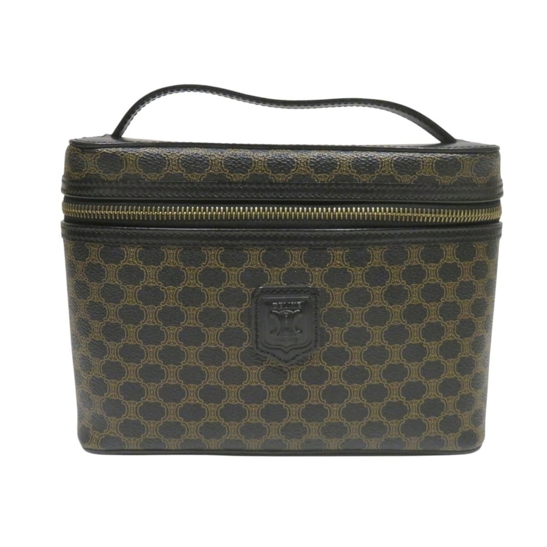 Celine Macadam pattern vanity bag, leather: --- Catalog ---Category: SizeHandle Drop: 3.50cm / 1.38''Size (HxWxD): 15cm x 22cm x 7.5cm / 5.9'' x 8.66'' x 2.95''Handle Length: 19cm / 7.48''Category: DesignType: Vanity bagColor: Black,