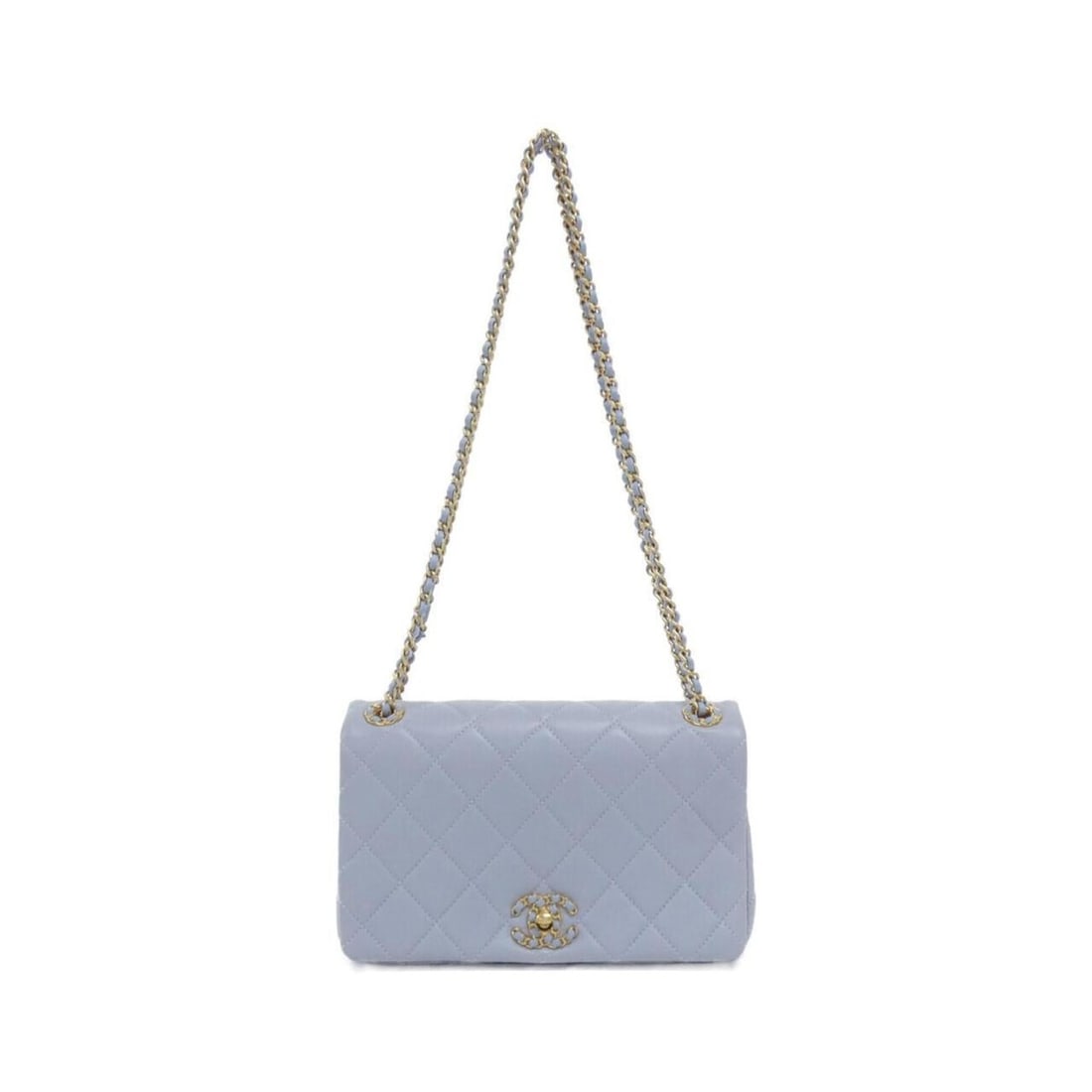 Chanel shoulder bag: --- Catalog ---Category: SizeSize (HxWxD): 14cm x 23cm x 6.5cm / 5.51'' x 9.05'' x 2.55''Category: DesignType: Shoulder bagColor: Light blueGender: WomenMaterial: Leather Hardware Color: Matte