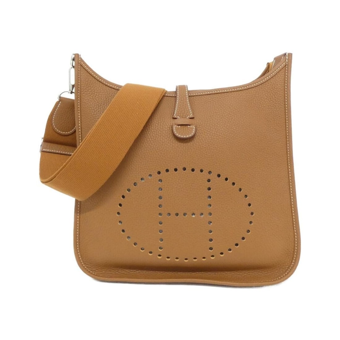 Hermes Evelyne 3 PM 056277CK Shoulder Bag: --- Catalog ---Category: SizeSize (HxWxD): 29cm x 28cm x 8cm / 11.41'' x 11.02'' x 3.14''Category: DesignType: Shoulder bagColor: Brown, Gold brownGender: Women,MenMaterial: Taurillon clemence