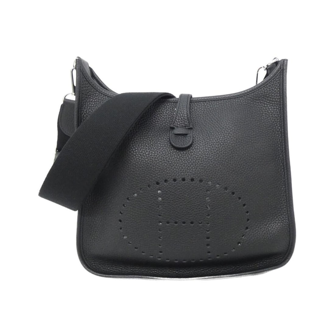Hermes Evelyne 3 PM 056277CC Shoulder Bag: --- Catalog ---Category: SizeSize (HxWxD): 29cm x 28cm x 8cm / 11.41'' x 11.02'' x 3.14''Category: DesignType: Shoulder bagColor: BlackGender: Women,MenMaterial: Taurillon clemence leather Category: