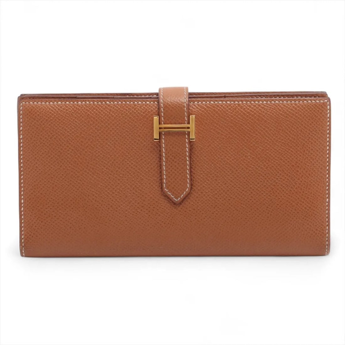Hermes Bearn Soufflé long wallet in gold-colored Veau Epsom leather, manufactured 2022, with a U (1 of 15)