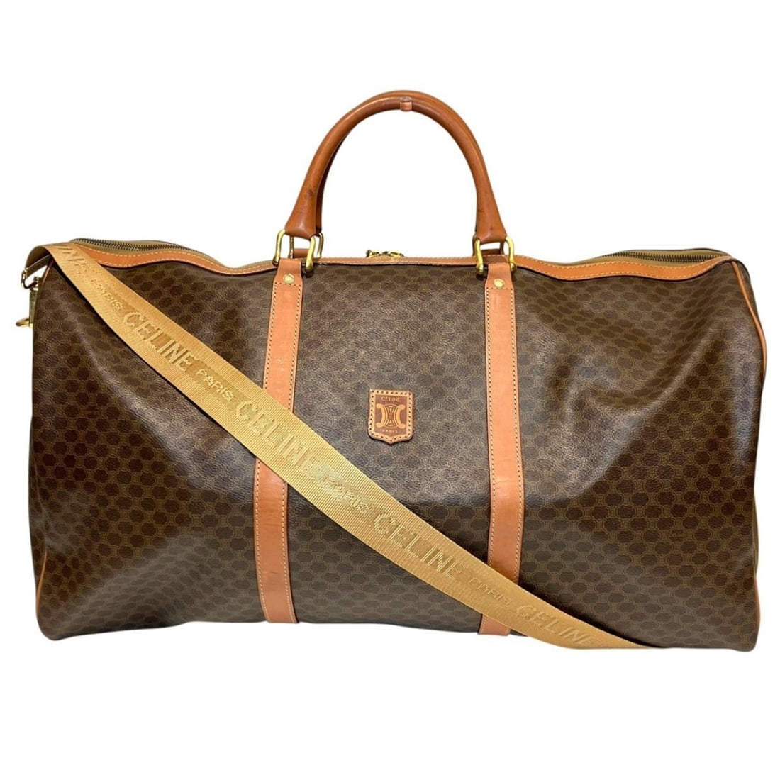 Celine Boston bag, Macadam x Leather: --- Catalog ---Category: SizeSize (HxWxD): 40cm x 58cm x 26cm / 15.74'' x 22.83'' x 10.23''Handle Length: 38cm / 14.96''Category: DesignType: Boston bagColor: BrownGender: Women,MenClosure: ZipperMate