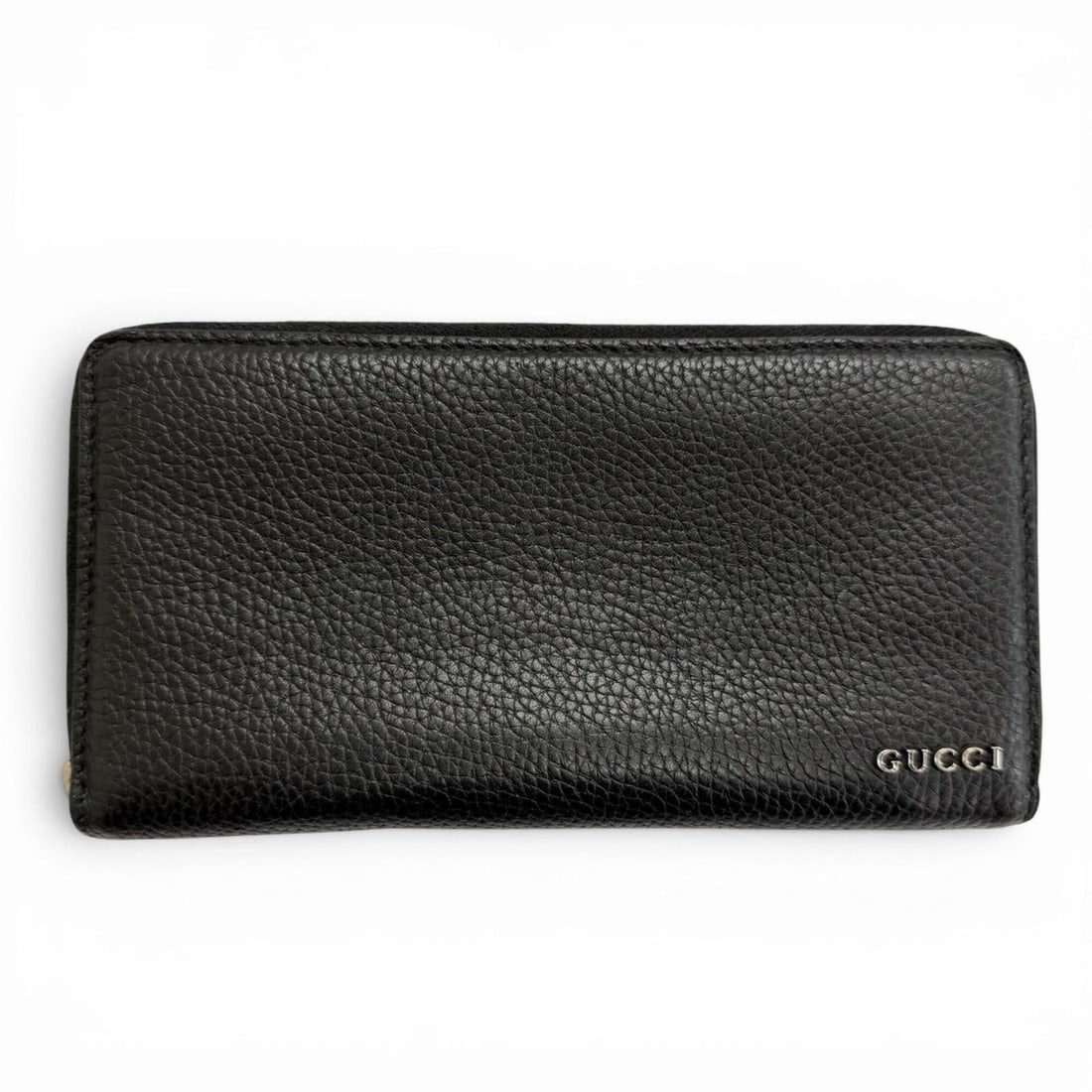 GUCCI 771154 Logo Zip-Around Wallet, Leather Long Simple Design, Black with Silver Hardware, Made in (1 of 12)