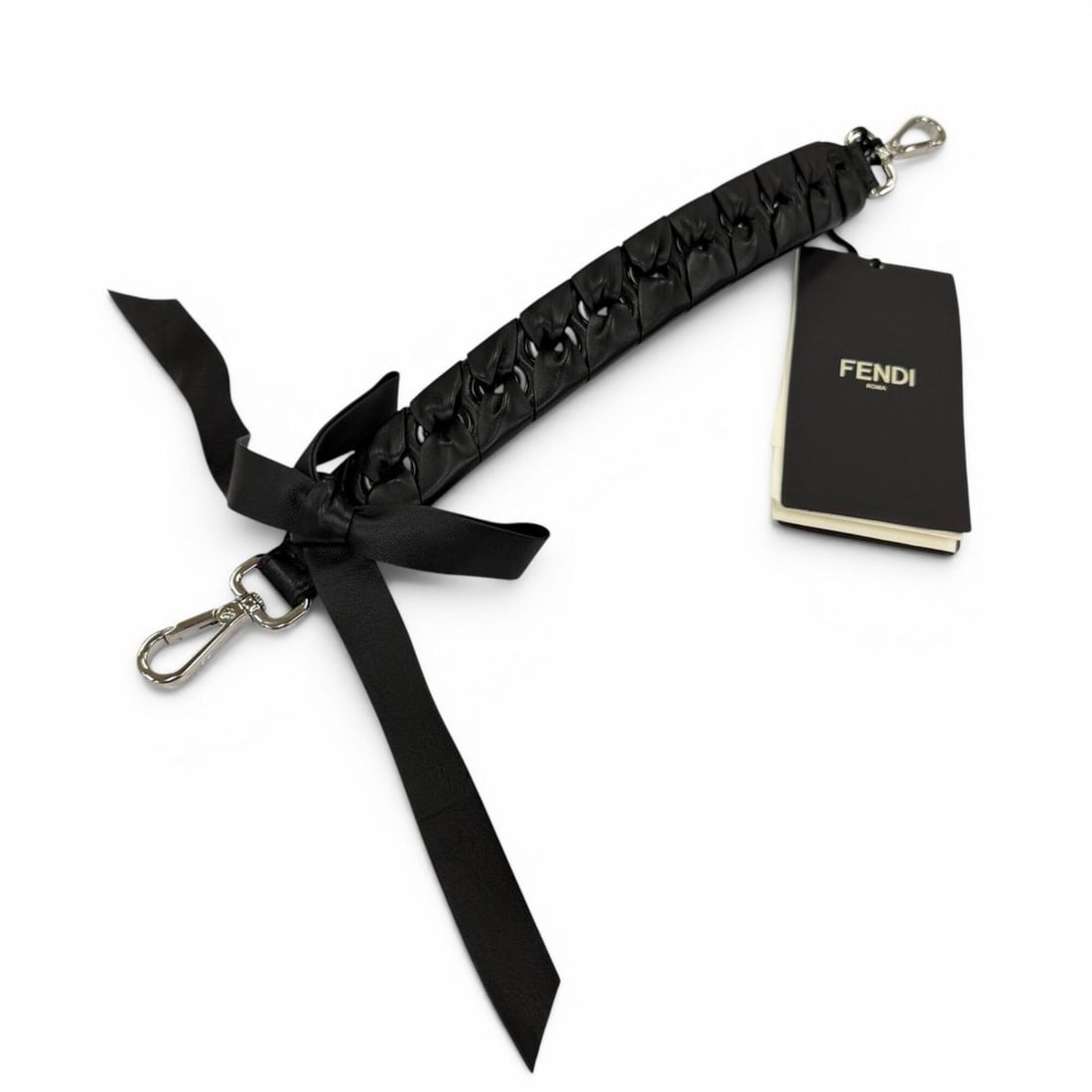 FENDI Mini Strap You Leather Ribbon Shoulder Strap, Black, Made in Italy, Women's, with Dust Bag: --- Catalog ---Category: SizeSize (HxWxD): 39cm x 3.5cm / 15.35'' x 1.37''Category: DesignType: StrapColor: BlackGender: WomenMaterial: LeatherCategory: GeneralBrand: FendiCountry of Origin: Italy--- 