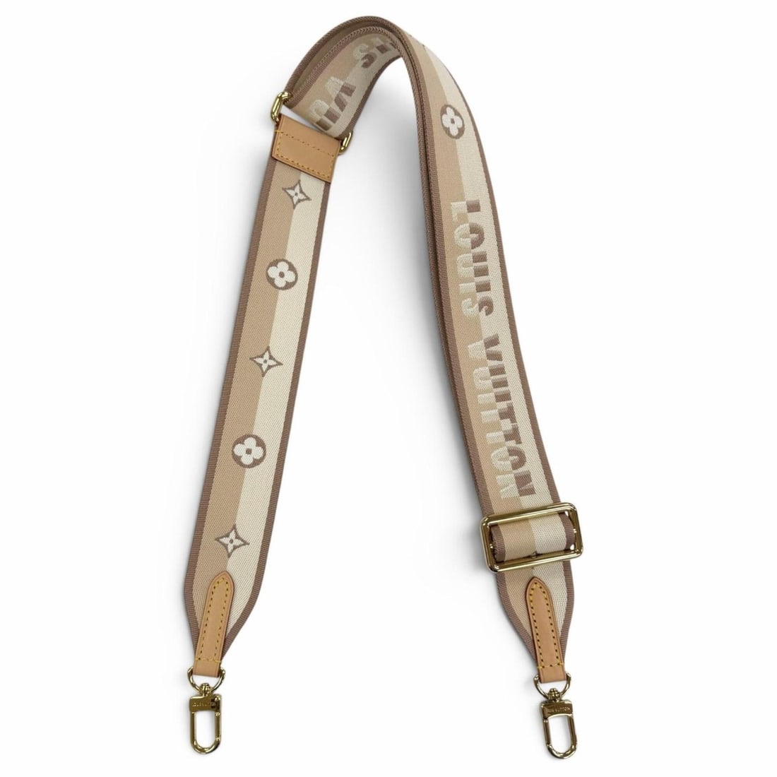 LOUIS VUITTON Louis Vuitton logo design leather shoulder strap beige with gold hardware women's dust (1 of 10)