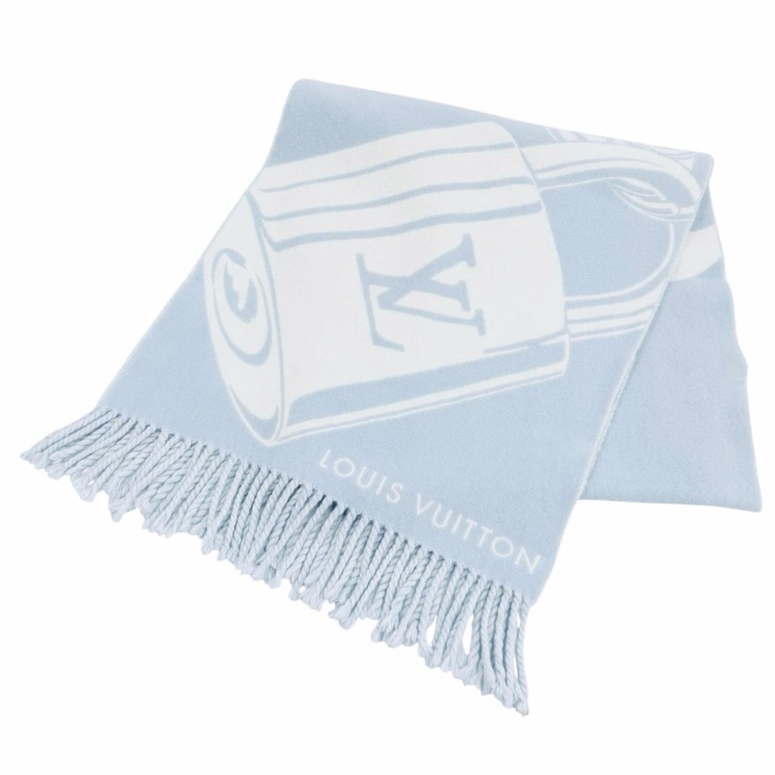 LOUIS VUITTON (Louis Vuitton) 2025 Model M96825 Stole/Scarf, Lock and Keys Design, Wool/Cashmere, (1 of 12)