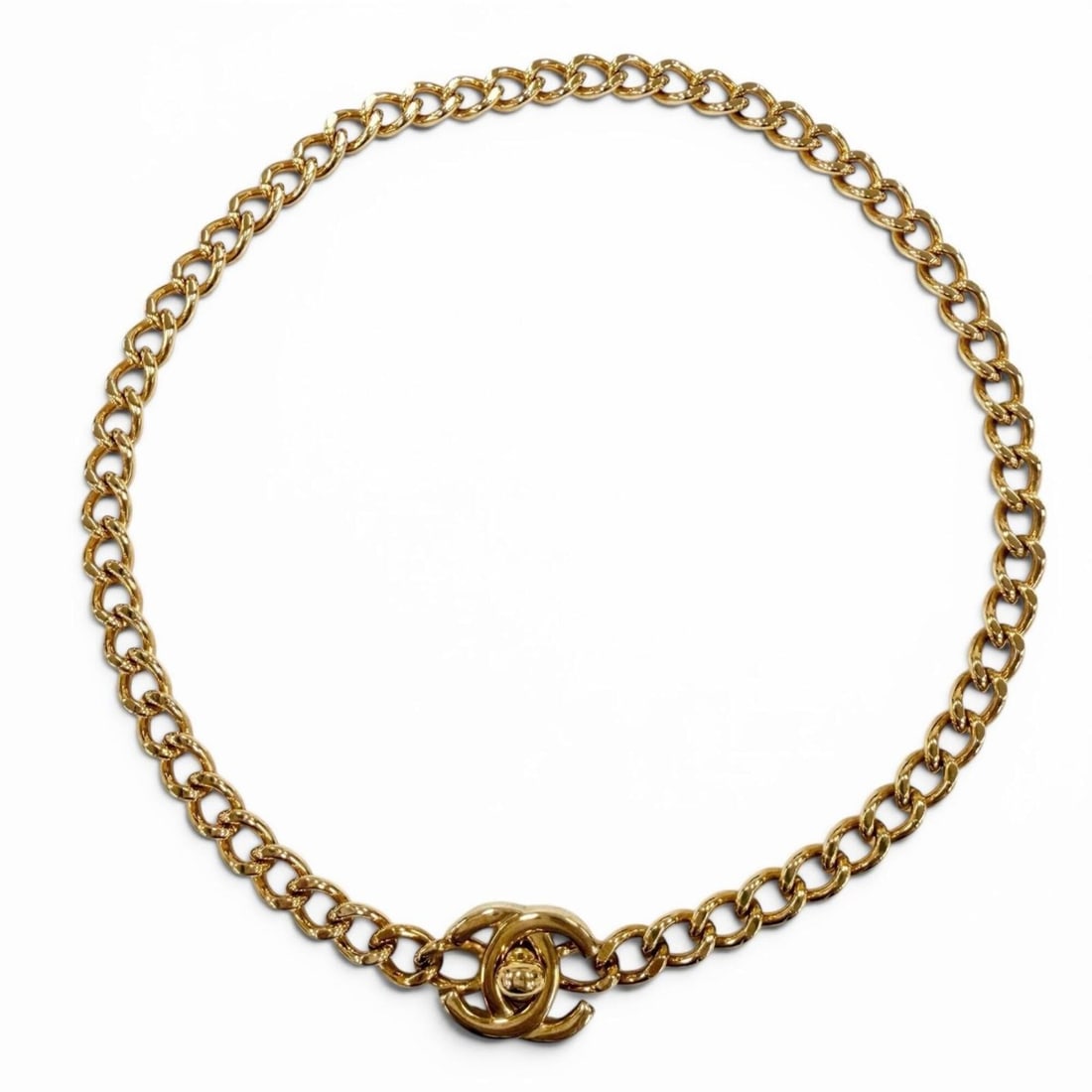 CHANEL Vintage 96A Coco Mark Turnlock Necklace, Gold, Made in France, Women's, with Box. (1 of 10)