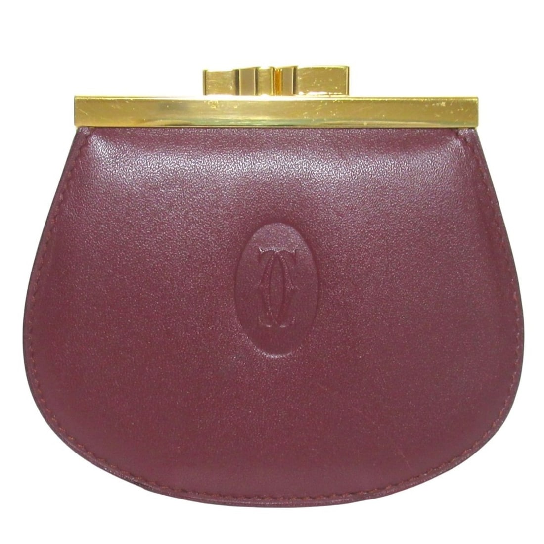 Cartier Must Line coin purse/wallet in Bordeaux with gold-colored hardware. Men's and women's.: --- Catalog ---Category: SizeSize (HxWxD): 8cm x 8cm x 7.00mm / 3.14'' x 3.14'' x 0.27''Category: DesignType: Coin purse/coin caseColor: BordeauxGender: Men,WomenMaterial: Leather Category: GeneralBra