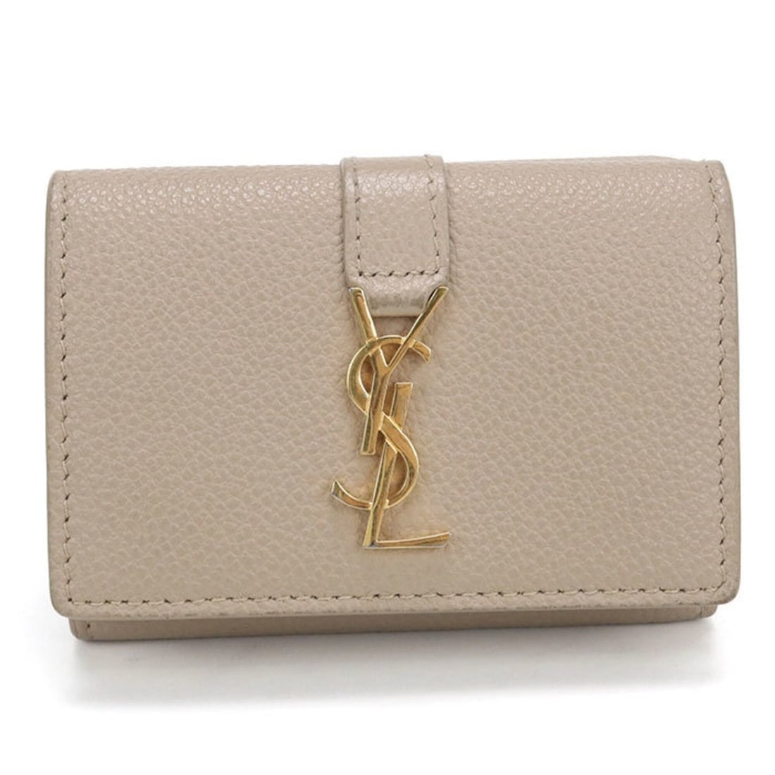 SAINT LAURENT Tri-fold Wallet 620287 YSL Line Women's Beige: --- Catalog ---Category: SizeSize (HxWxD): 6.5cm x 9cm x 2.5cm / 2.55'' x 3.54'' x 0.98''Category: DesignType: Wallet (tri-fold)Color: BeigeGender: WomenMaterial: Leather Leather/Fur Type: CalfskinCat