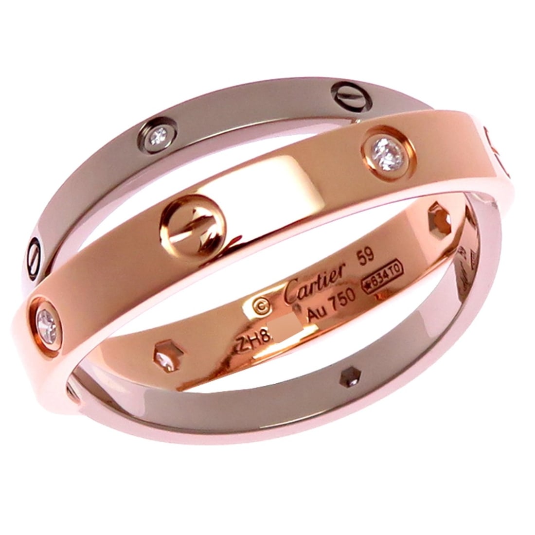 Cartier #59 Diamond Bee Love Men's Ring CRB4094359 750 Pink Gold: --- Catalog ---Category: SizeJP Size: 18.5US Size: 9Category: DesignType: Band ringStone: DiamondGender: MenMaterial: Pink gold (18K), White gold (18K)Category: GeneralMPN: CRB4094359Brand: Cartier---