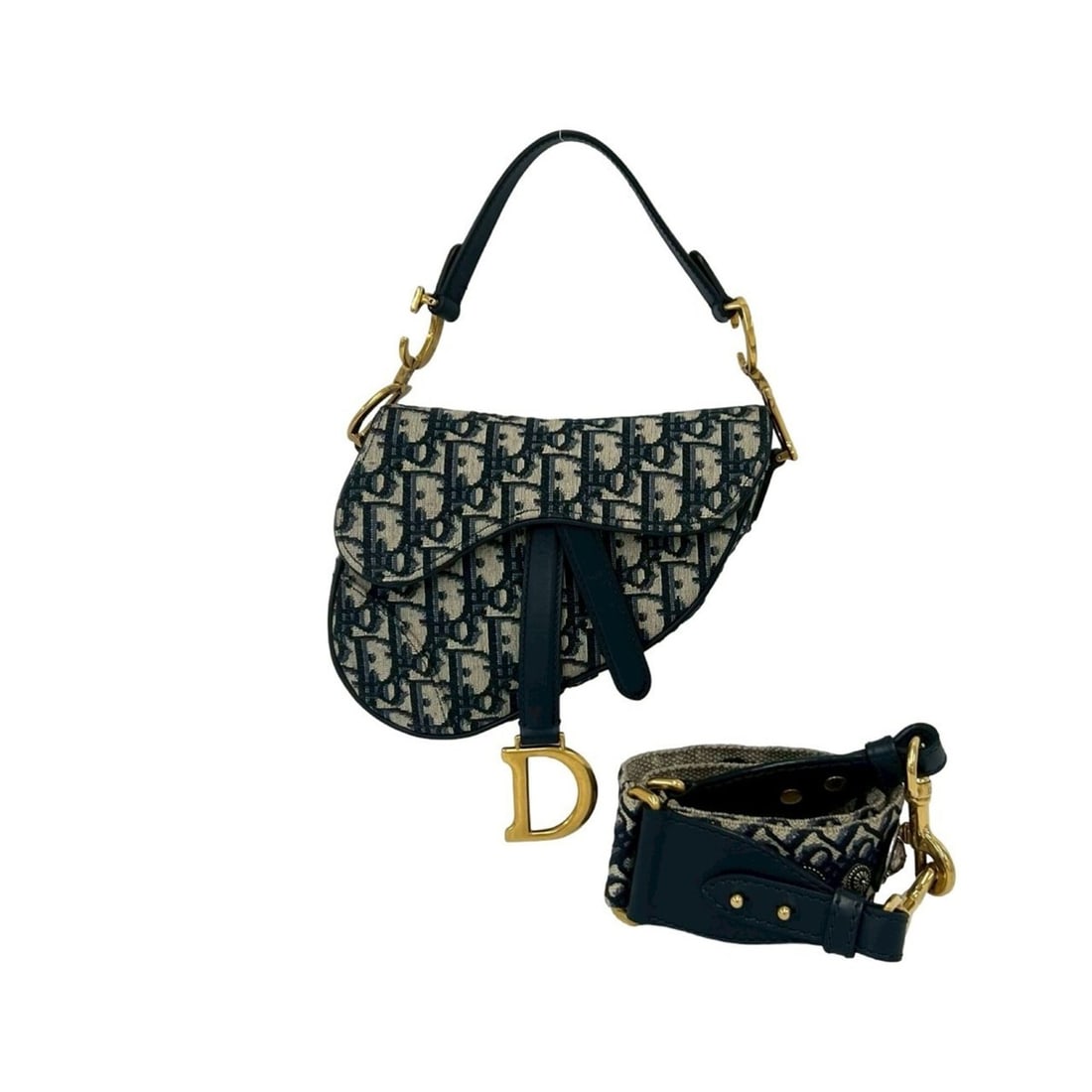 Christian Dior Saddle Bag, Trotter pattern, canvas and leather, 2-way handbag/shoulder bag, navy,: --- Catalog ---Category: SizeSize (HxWxD): 15cm x 17.5cm x 4.5cm / 5.9'' x 6.88'' x 1.77''Category: DesignType: Handbag, Saddle bag, Shoulder bagColor: NavyGender: WomenMaterial: Canvas , Leather Cate