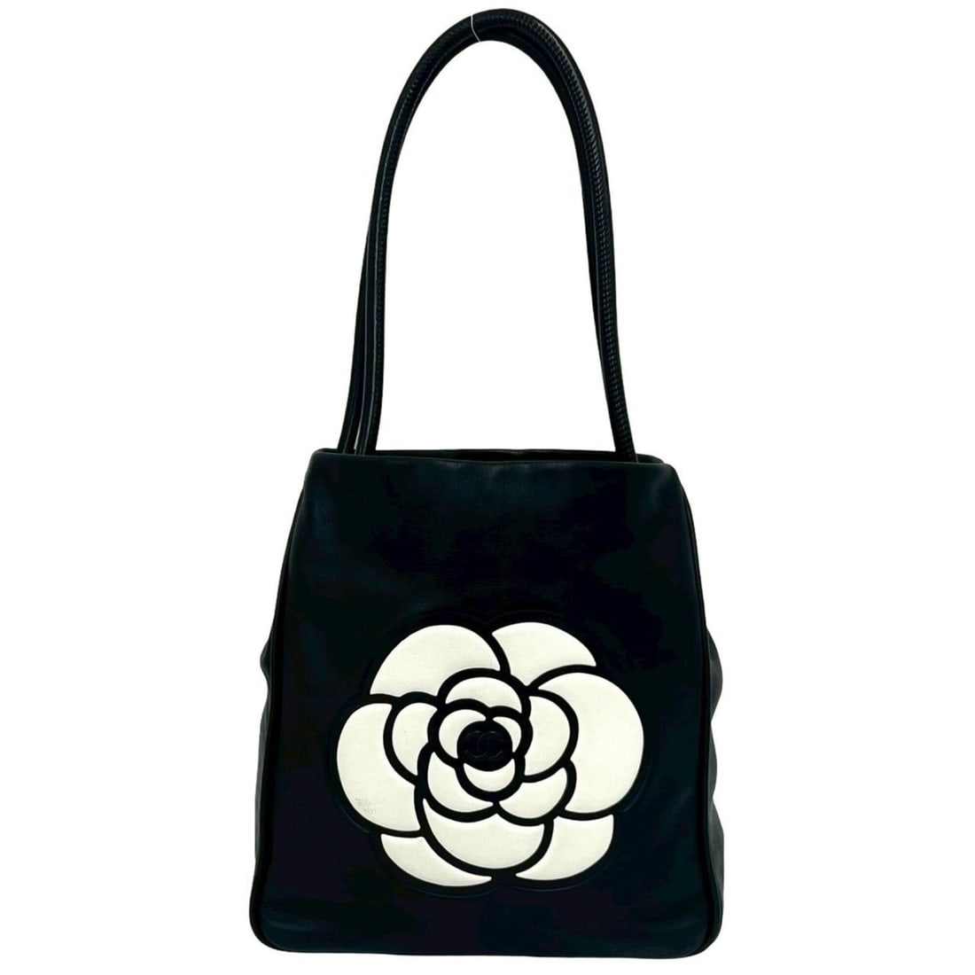 CHANEL Camellia Leather Semi-Shoulder Bag Tote Handbag Black 31940 (1 of 10)