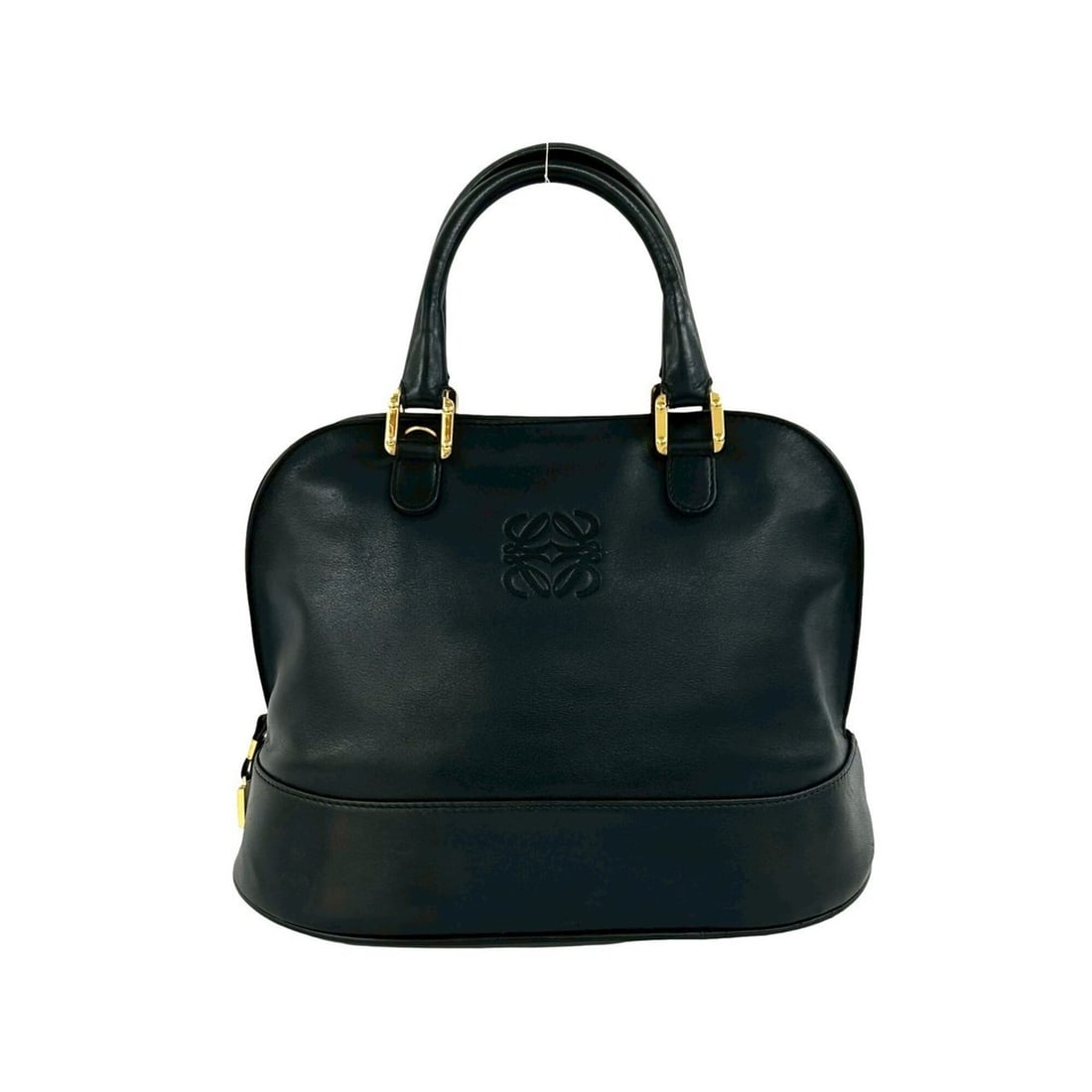LOEWE Vintage Anagram Logo Leather Handbag Mini Tote Bag Boston Black 453-8 (1 of 11)