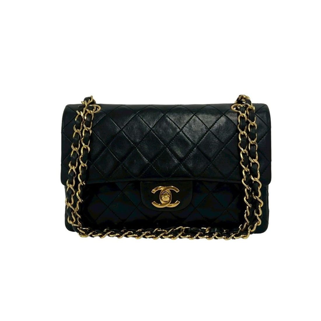 CHANEL Matelassé Coco Mark Double Flap Lambskin Chain Shoulder Bag, Black 03963: --- Catalog ---Category: SizeSize (HxWxD): 15cm x 22.5cm x 6.5cm / 5.9'' x 8.85'' x 2.55''Category: DesignType: Shoulder bagColor: BlackGender: WomenMaterial: Leather Leather/Fur Type: LambskinCategor