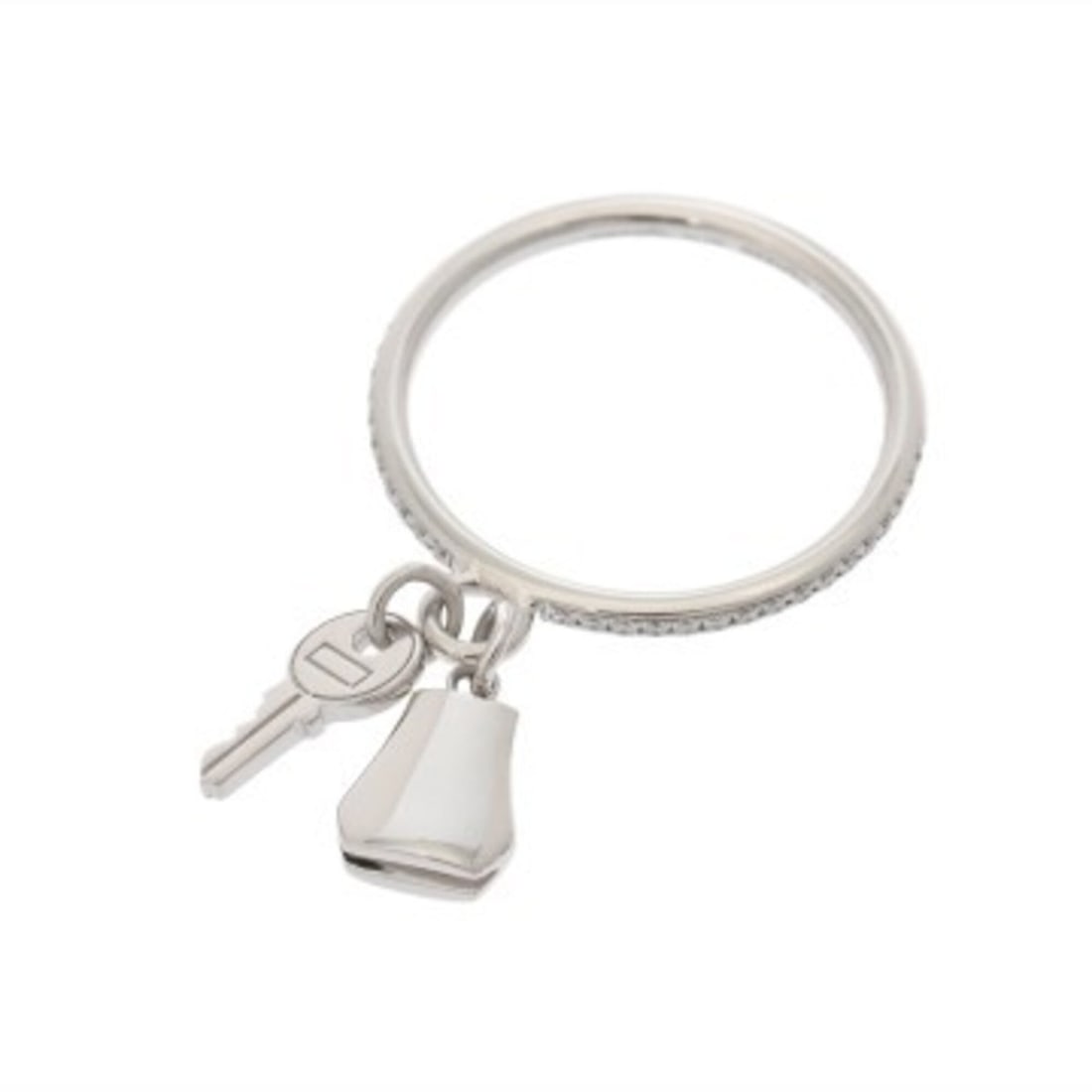 HERMES Kelly Clochette PM Ring, Size #53, Diamond, Women's, 18K White Gold (WG), Grade A, Used,: --- Catalog ---Category: SizeJP Size: 13US Size: 6.5Category: DesignType: Band ringStone: DiamondGender: WomenMaterial: White gold (18K)Category: GeneralBrand: Hermes--- Item List ---Section: Conditio