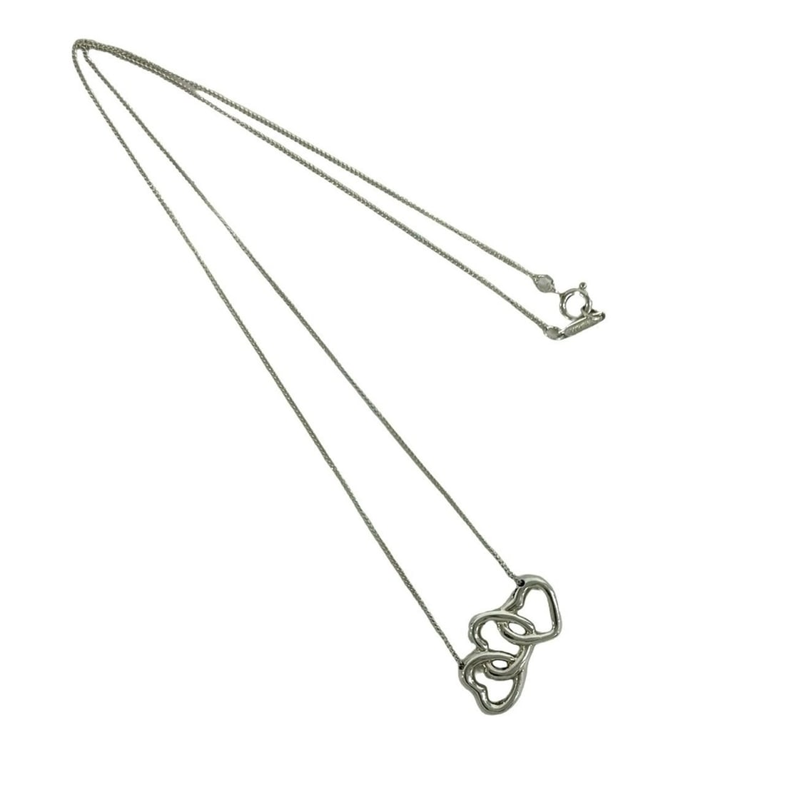 TIFFANY&Co. Tiffany Vintage Triple Heart Necklace, Sterling Silver 925, Accessory, Item Number 77045: --- Catalog ---Category: SizePendant Size: 19mm x 29mm / 0.74'' x 1.14''Neck Circumference: 45.8 cm / 18.03''Category: DesignColor: SilverGender: WomenMaterial: Silver 925Necklace Type: NecklaceCatego