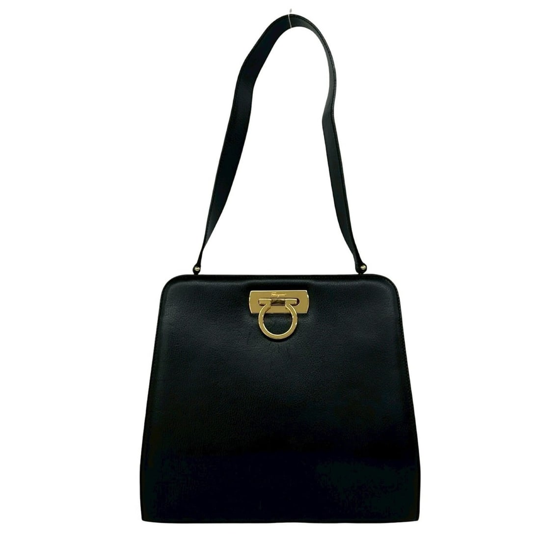 Salvatore Ferragamo Vintage Gancini Hardware Leather Semi-Shoulder Bag Black 41999: --- Catalog ---Category: SizeSize (HxWxD): 26cm x 28cm x 7.5cm / 10.23'' x 11.02'' x 2.95''Category: DesignType: Shoulder bagColor: BlackGender: WomenMaterial: Leather Category: GeneralBrand: Salvator