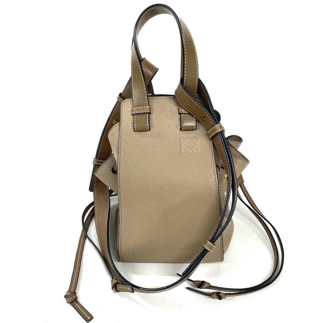 Loewe Hammock Drawstring Small Handbag, 2-Way, Leather, Taupe Beige (1 of 20)