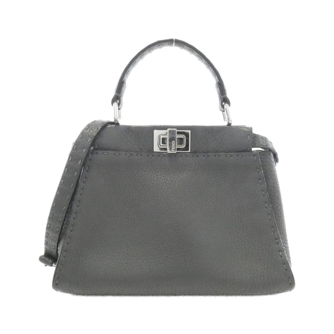 Fendi Selleria Peekaboo Mini 8BN244 Q0J Handbag: --- Catalog ---Category: SizeSize (HxWxD): 17cm x 22cm x 10cm / 6.69'' x 8.66'' x 3.93''Category: DesignType: HandbagColor: GrayGender: WomenMaterial: Leather Hardware Color: SilverLeather/Fur Type: