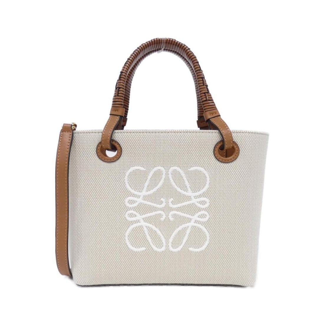 Loewe Anagram Mini Tote A717S74X01 Handbag: --- Catalog ---Category: SizeSize (HxWxD): 19cm x 27cm x 8cm / 7.48'' x 10.62'' x 3.14''Category: DesignType: HandbagColor: BeigeGender: WomenMaterial: Canvas , Leather Hardware Color: