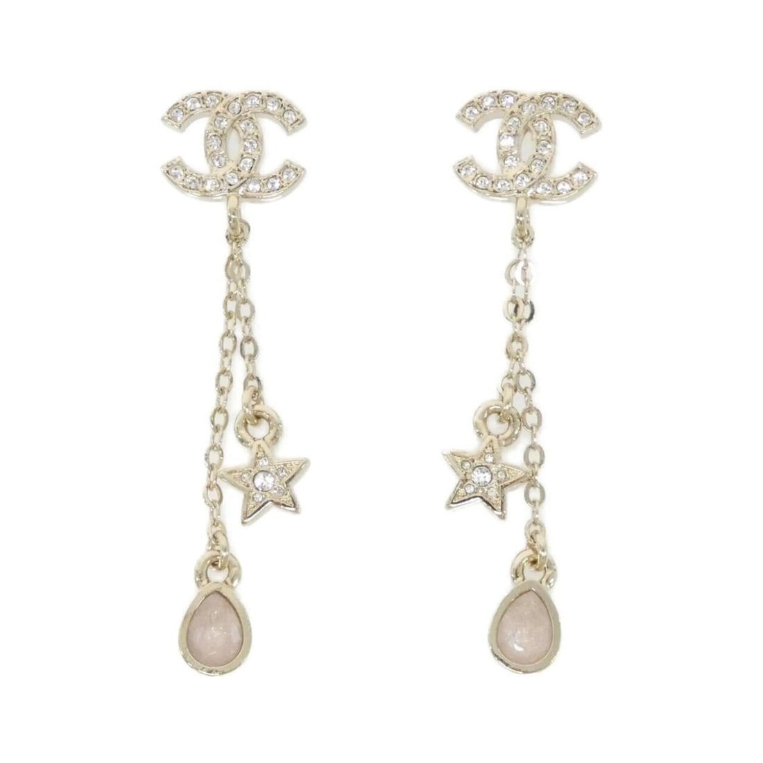 Chanel ABG898 Earrings: --- Catalog ---Category: SizeSize (HxWxD): 48.00mm x 12.00mm / 1.89'' x 0.47''Category: DesignType: Drop earringsColor: Gold, PinkStone: CrystalGender: WomenCategory: GeneralBrand: ChanelModel: