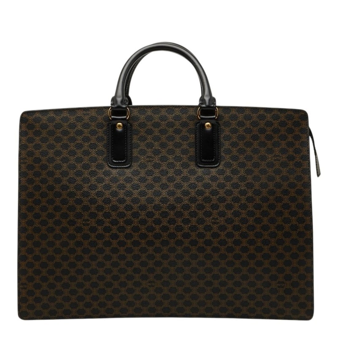 Celine Macadam Handbag Business Bag Black Brown Leather Women's CELINE: --- Catalog ---Category: SizeSize (HxWxD): 29.5cm x 40.5cm x 9cm / 11.61'' x 15.94'' x 3.54''Category: DesignType: HandbagColor: Black, BrownGender: WomenMaterial: PVC , Leather Category: