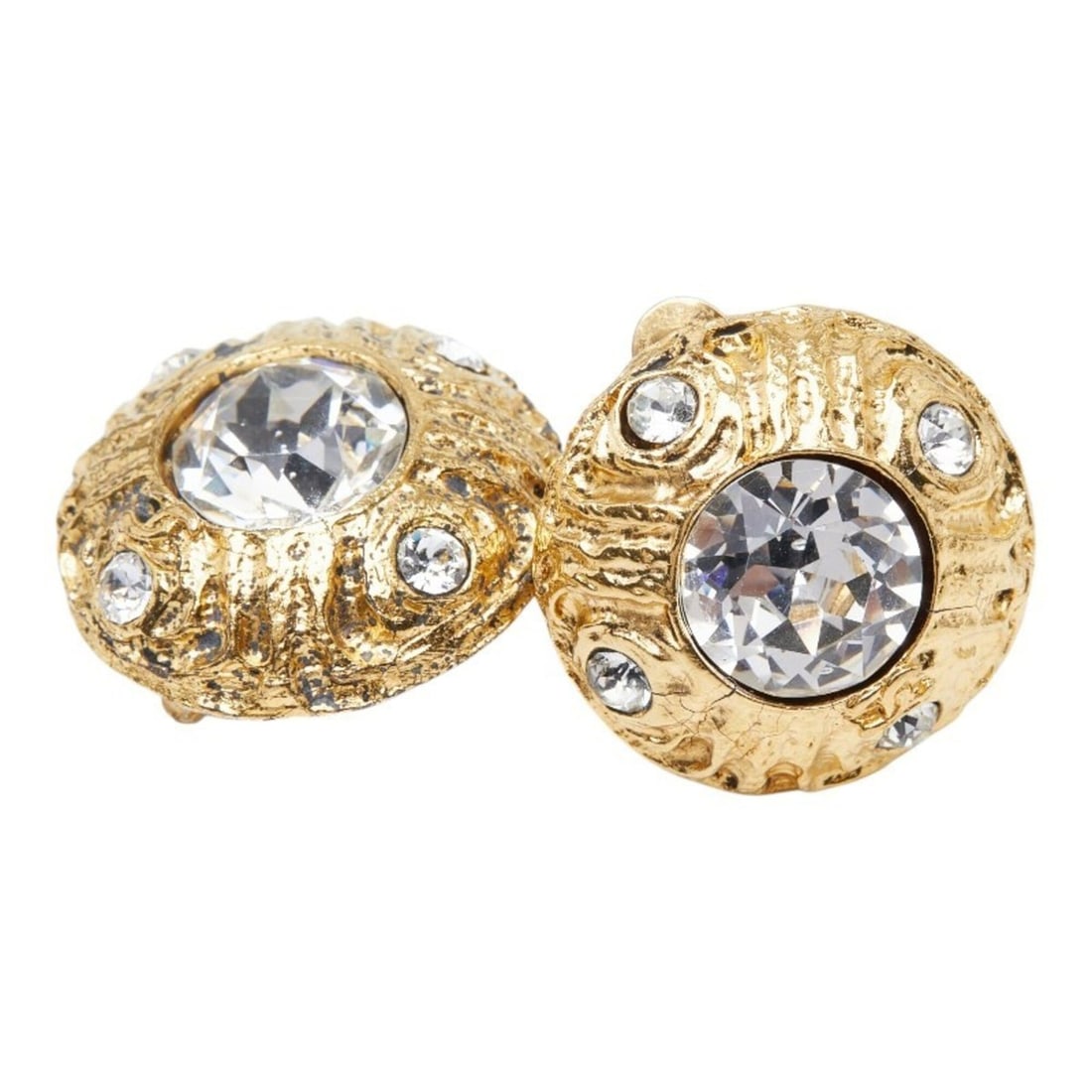 Chanel Round Earrings, Gold Plated, Rhinestone, Women's CHANEL: --- Catalog ---Category: SizeStone Size (HxW): 23.40mm x 23.40mm / 0.92'' x 0.92''Category: DesignColor: GoldGender: WomenMaterial: RhinestoneCategory: GeneralBrand: Chanel--- Item List ---Section: Co