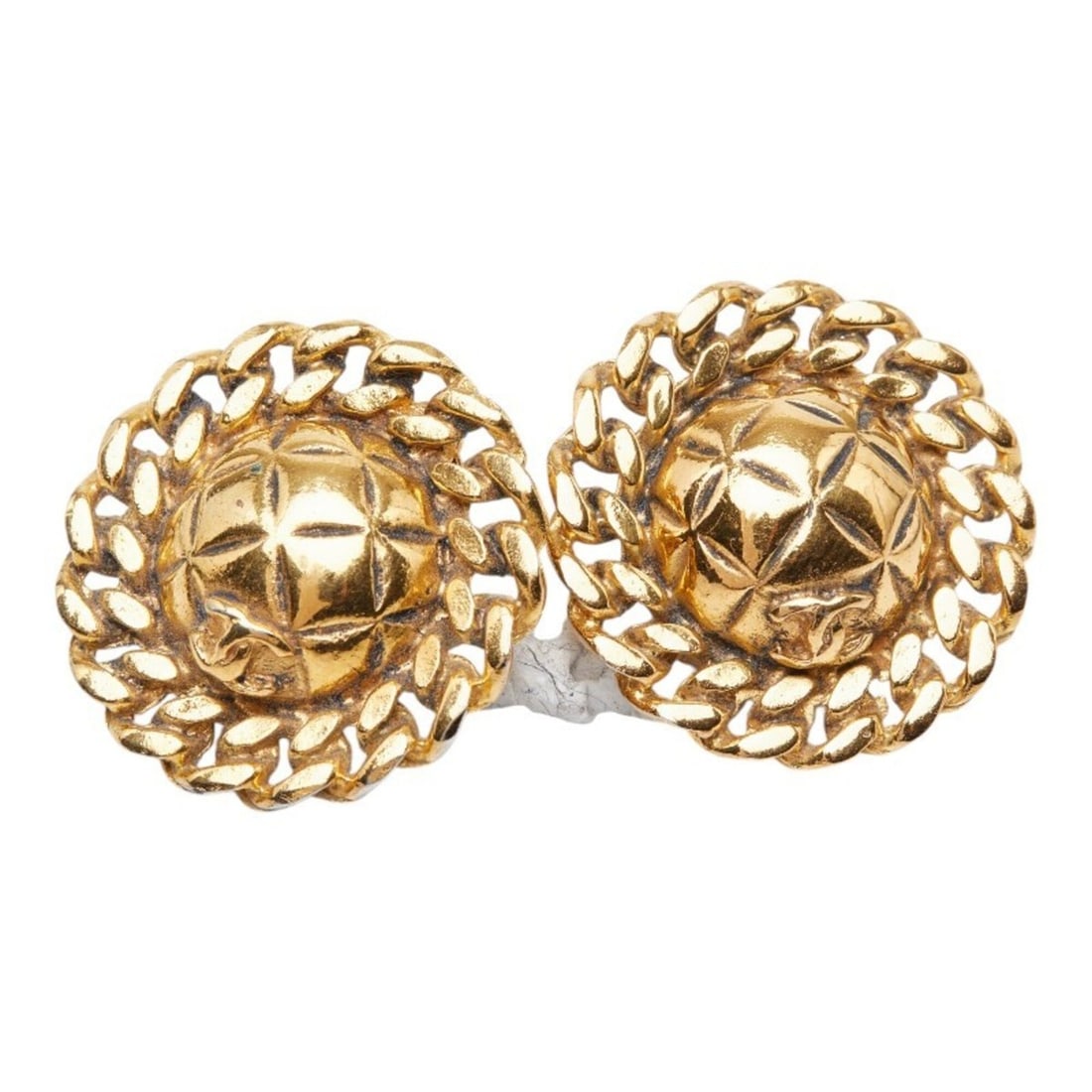 Chanel Coco Mark Round Earrings, Gold Plated, Women's CHANEL: --- Catalog ---Category: SizeStone Size (HxW): 32.10mm x 32.10mm / 1.26'' x 1.26''Category: DesignColor: GoldGender: WomenCategory: GeneralBrand: Chanel--- Item List ---Section: ConditionRanking: Rank