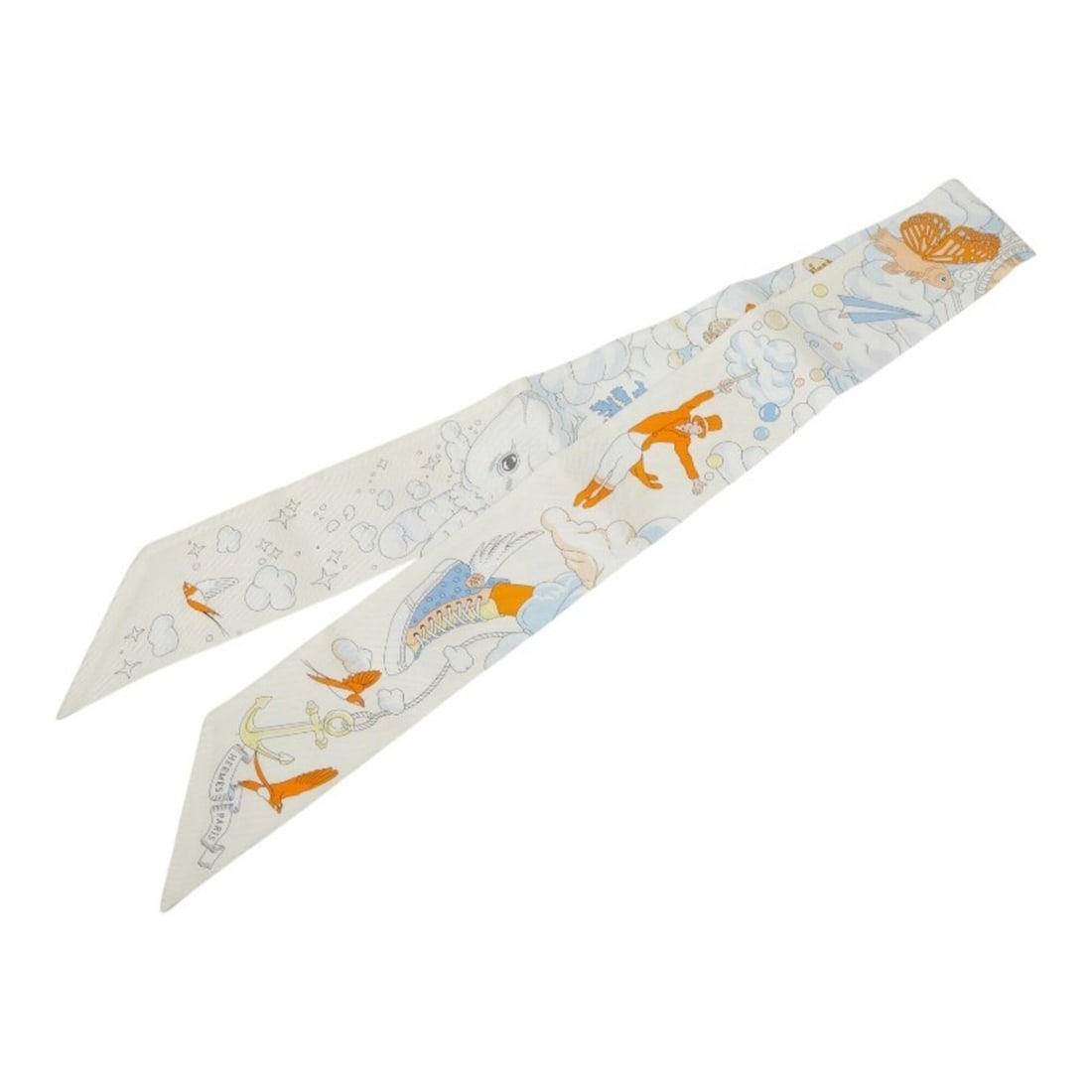 Hermes Twilly Sur Mon Nuage My Cloud Scarf Muffler White Multicolor Silk Women's HERMES: --- Catalog ---Category: SizeSize (LxW): 5cm x 89cm / 1.96'' x 35.03''Category: DesignType: ScarfColor: Multi-color, WhiteGender: WomenMaterial: Silk Category: GeneralBrand: Hermes--- Item List ---Sec
