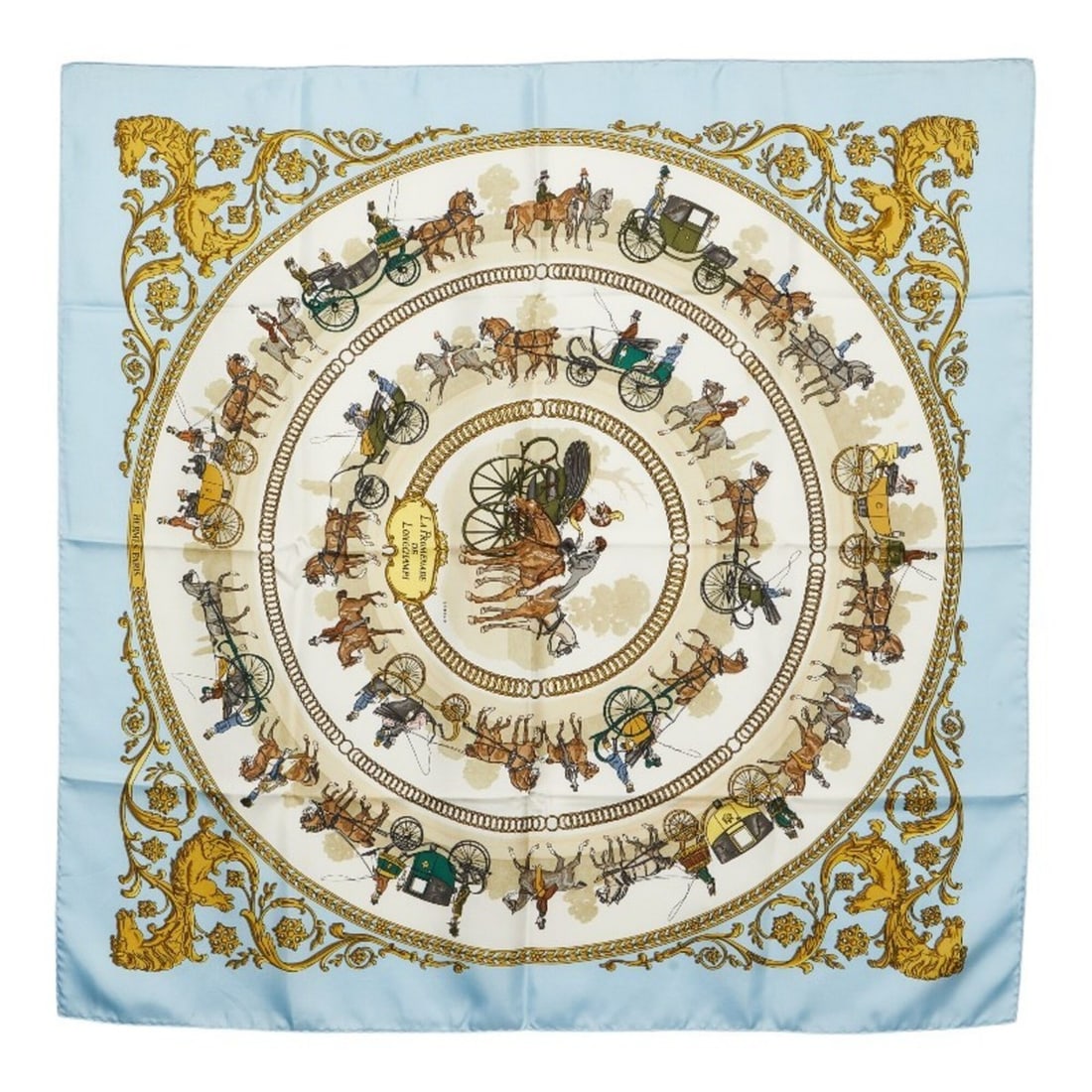 Hermes Carre 90 LA PROMENADE DE LONGCHAMPS (A Walk to Longchamp) Scarf/Muffler, Large, Multicolored,: --- Catalog ---Category: SizeSize (LxW): 90cm x 89cm / 35.43'' x 35.03''Category: DesignType: ScarfColor: Multi-colorGender: WomenMaterial: Silk Category: GeneralBrand: Hermes--- Item List ---Section: