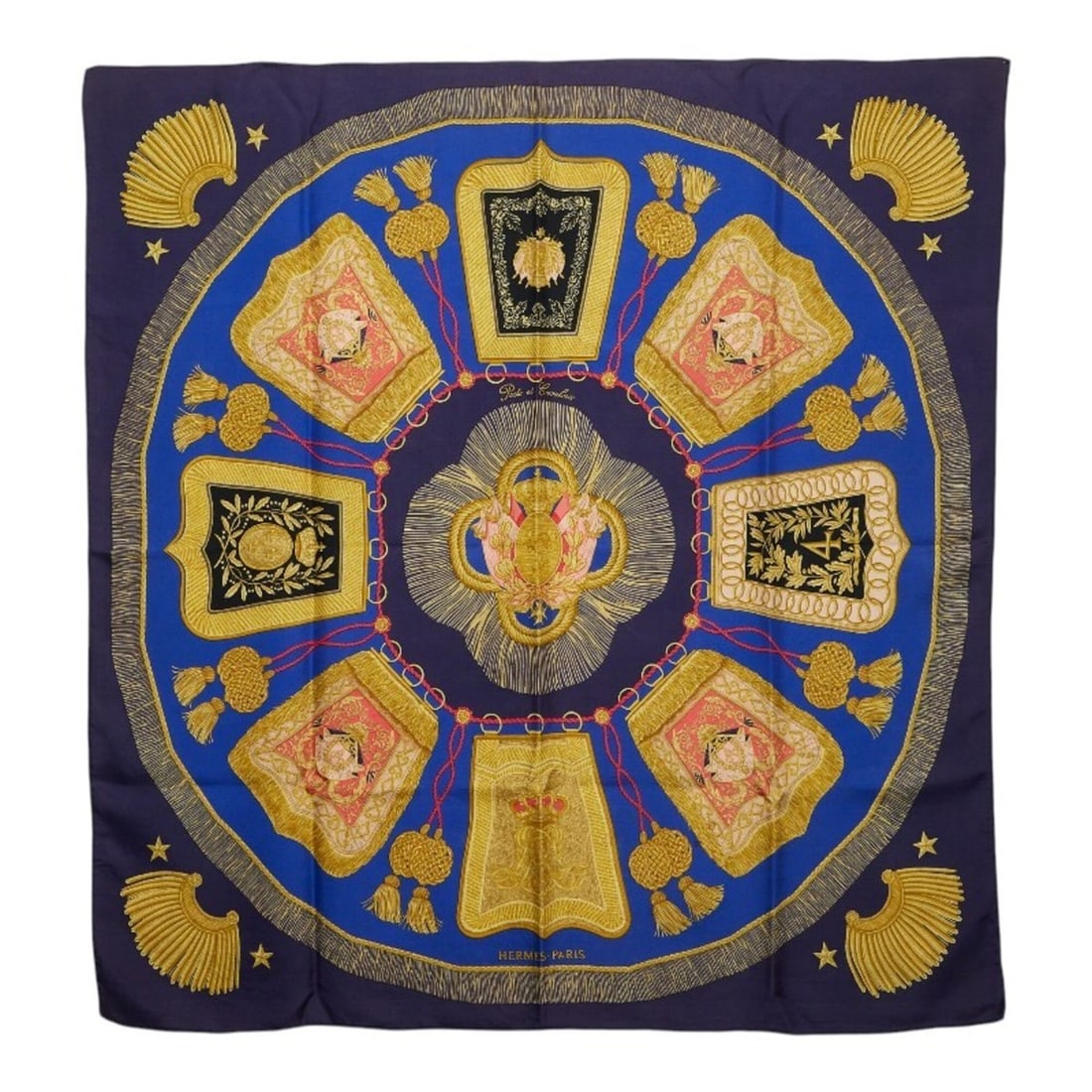 Hermes Carre 90 Poste et Cavalerie Saber Pouch Scarf Muffler Large Multicolor Silk Women's HERMES: --- Catalog ---Category: SizeSize (LxW): 90cm x 87cm / 35.43'' x 34.25''Category: DesignType: ScarfColor: Multi-colorGender: WomenMaterial: Silk Category: GeneralBrand: Hermes--- Item List ---Section: