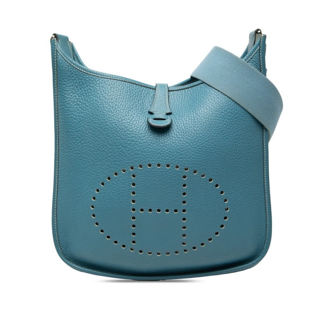 Hermes Evelyne 2 Shoulder Bag, Blue Jean, Taurillon Clemence Leather, Women's HERMES: --- Catalog ---Category: SizeSize (HxWxD): 31cm x 28cm x 8cm / 12.2'' x 11.02'' x 3.14''Category: DesignType: Shoulder bagColor: BlueGender: WomenMaterial: Taurillon clemence leather Outer Pocket: Ope