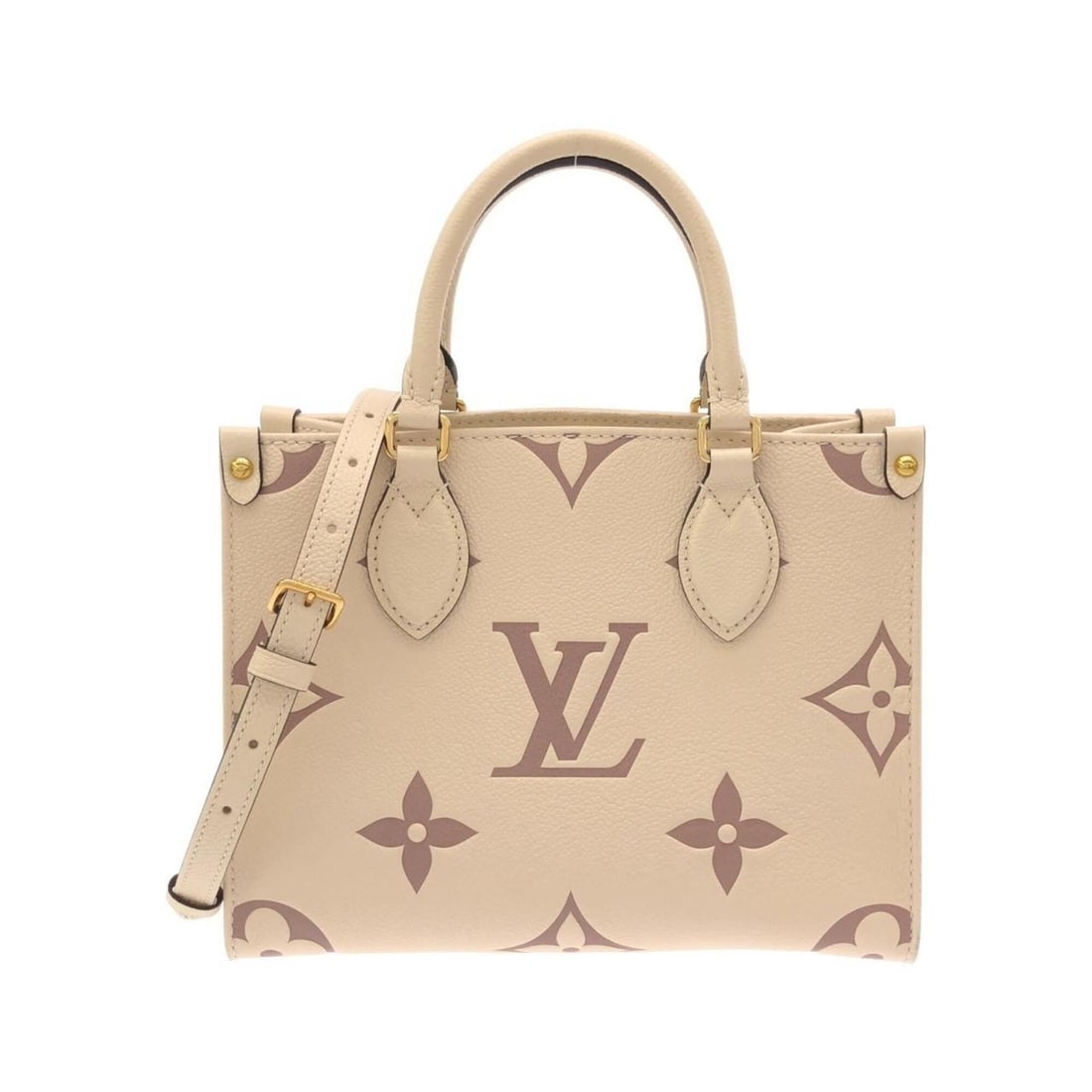 Louis Vuitton Bicolor Monogram Empreinte OnTheGo PM M45654 Handbag: --- Catalog ---Category: SizeSize (HxWxD): 19cm x 25cm x 10.5cm / 7.48'' x 9.84'' x 4.13''Category: DesignType: HandbagColor: BeigeGender: Women,MenMaterial: Leather Leather/Fur Type: CalfskinCategory
