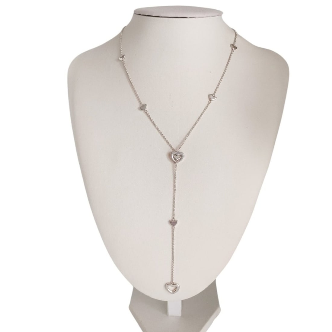 TIFFANY&Co. Tiffany 925 Heart Link Lariat Chain Necklace, Silver, Women's Accessory (1 of 14)